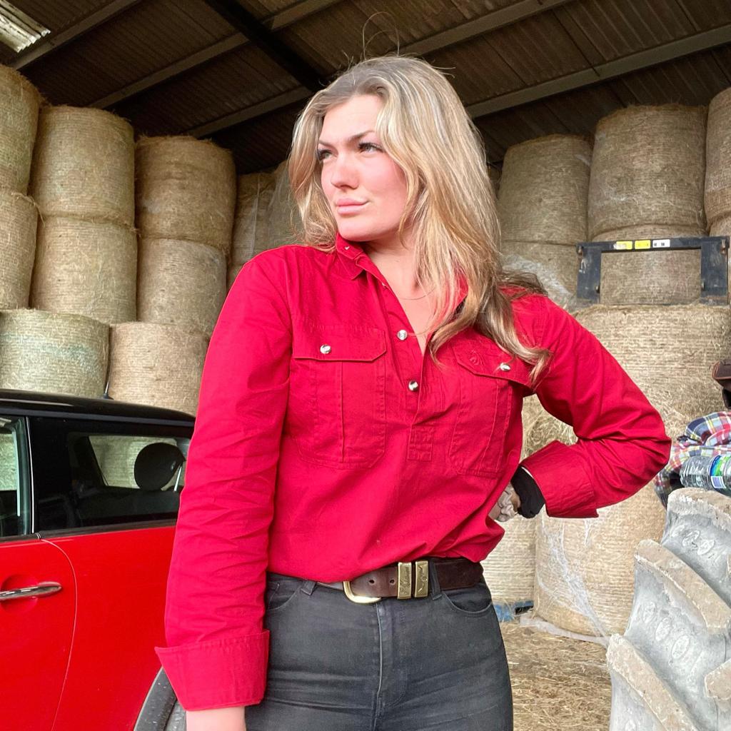 Australian Brumby Work Shirts (Unisex) - Red - Image 8