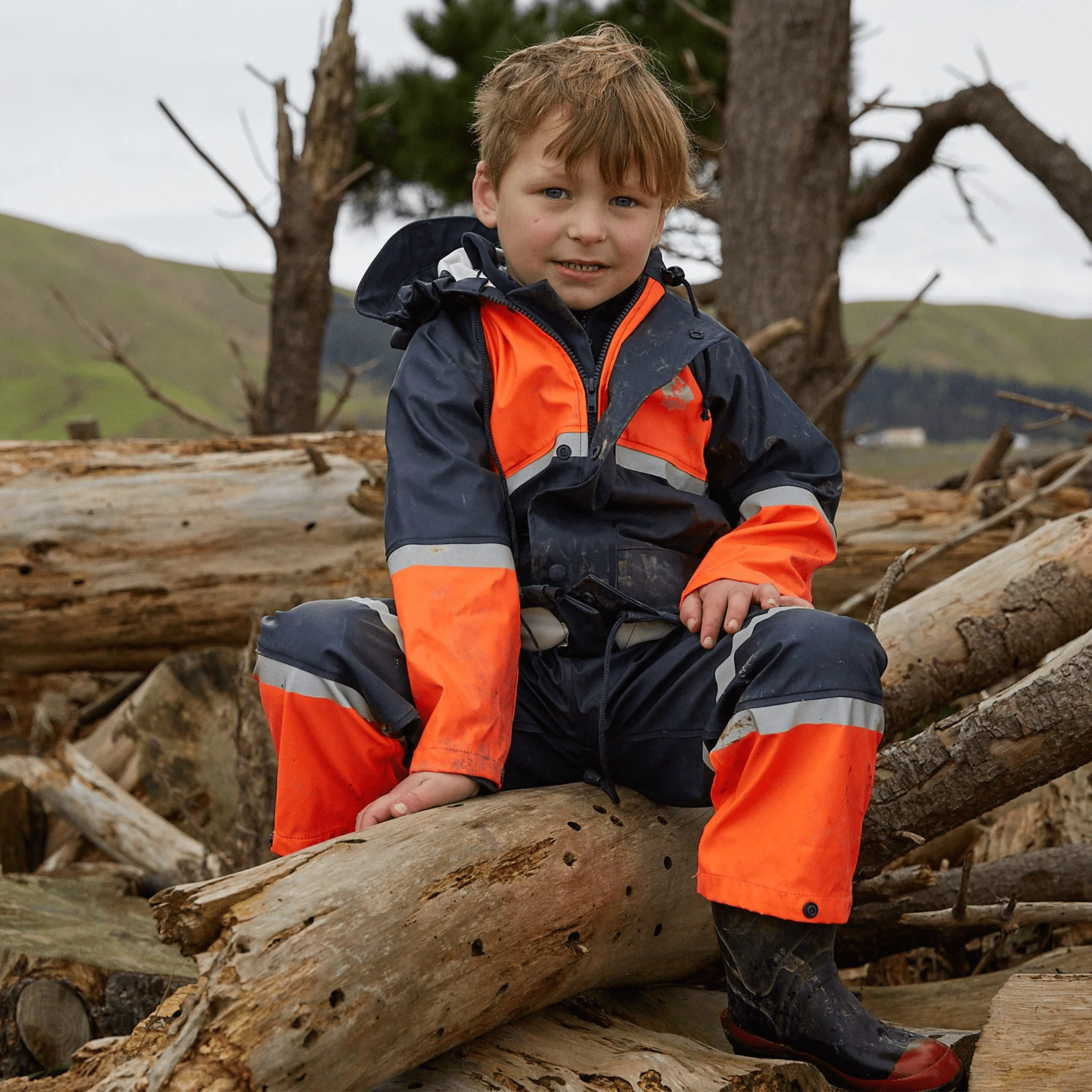 Betacraft Kids Tuffbak Parka - Navy/Orange - Image 3