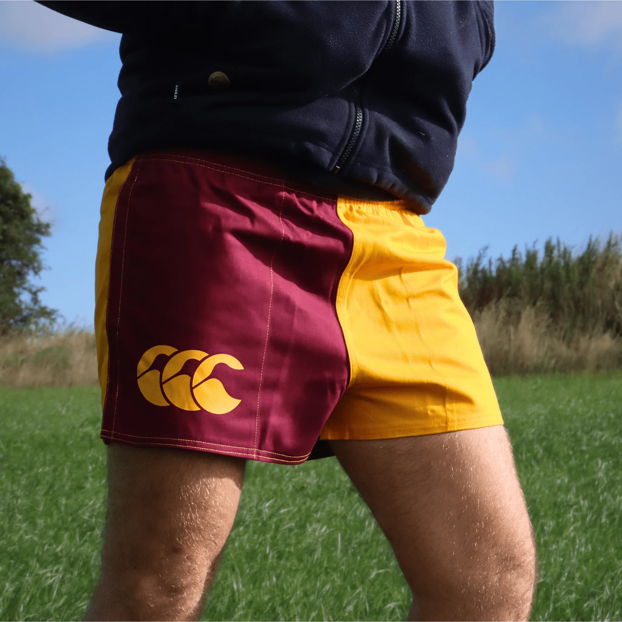 Canterbury Limited Edition Harlequin Shorts (Unisex) - Maroon/Gold - Image 5