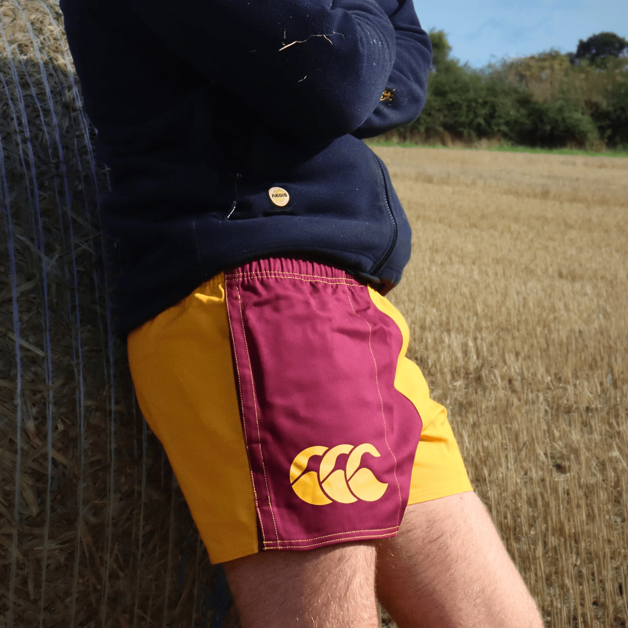 Canterbury Limited Edition Harlequin Shorts (Unisex) - Maroon/Gold - Image 6