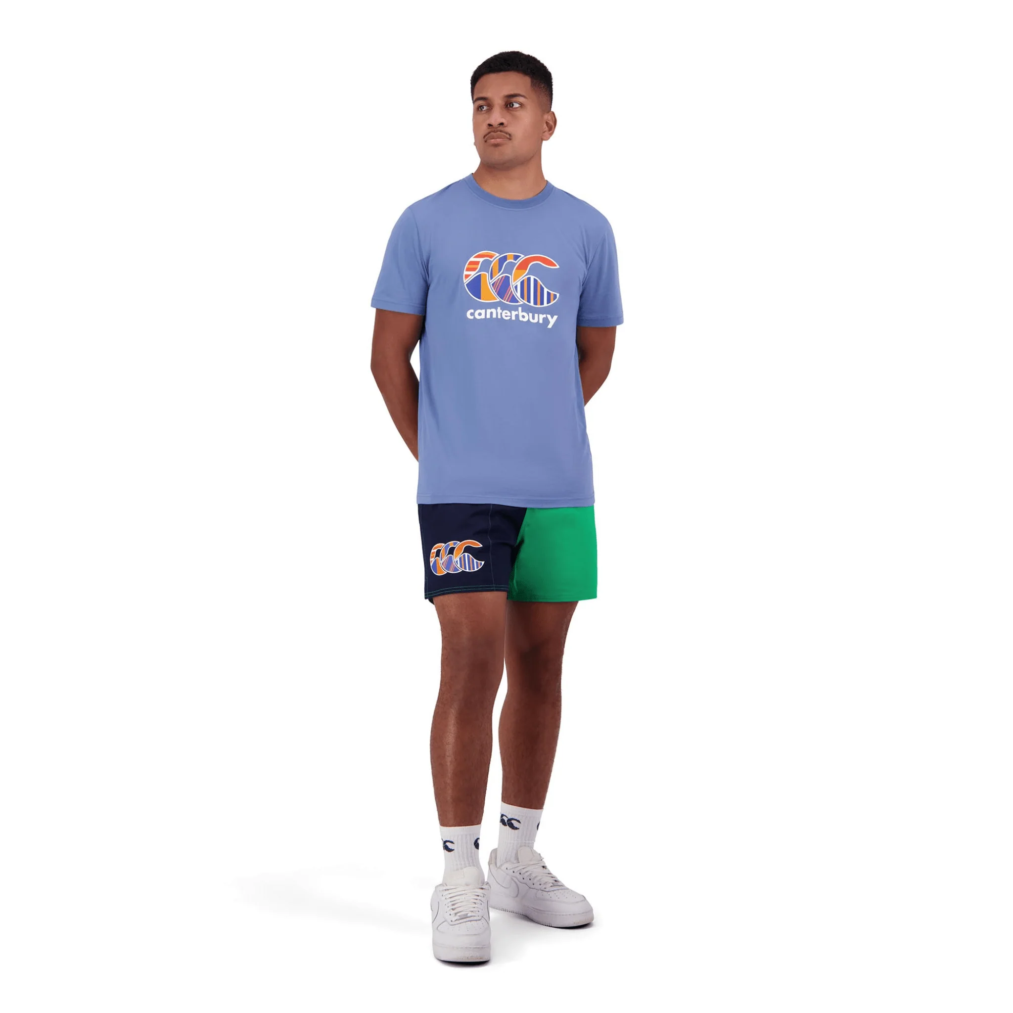 Canterbury Limited-Edition Harlequin Uglies Shorts (Unisex) - Navy/Green (Extra Long 5") - Image 4
