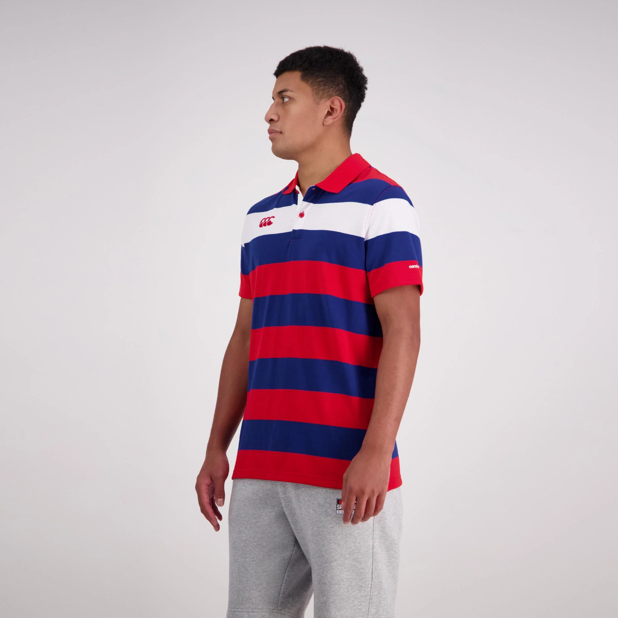 Canterbury Rugby Polo Jersey (Unisex) - Formula One Red & Blue - Image 4
