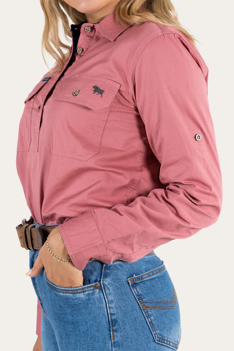 Ringers Western - Women's Pentecost River Half Button Work Shirt - Rose - Image 4