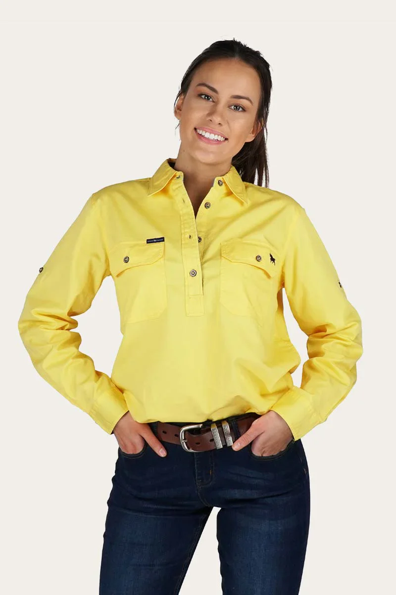 Ringers Western - Women's Pentecost River Half Button Work Shirt - Lemon