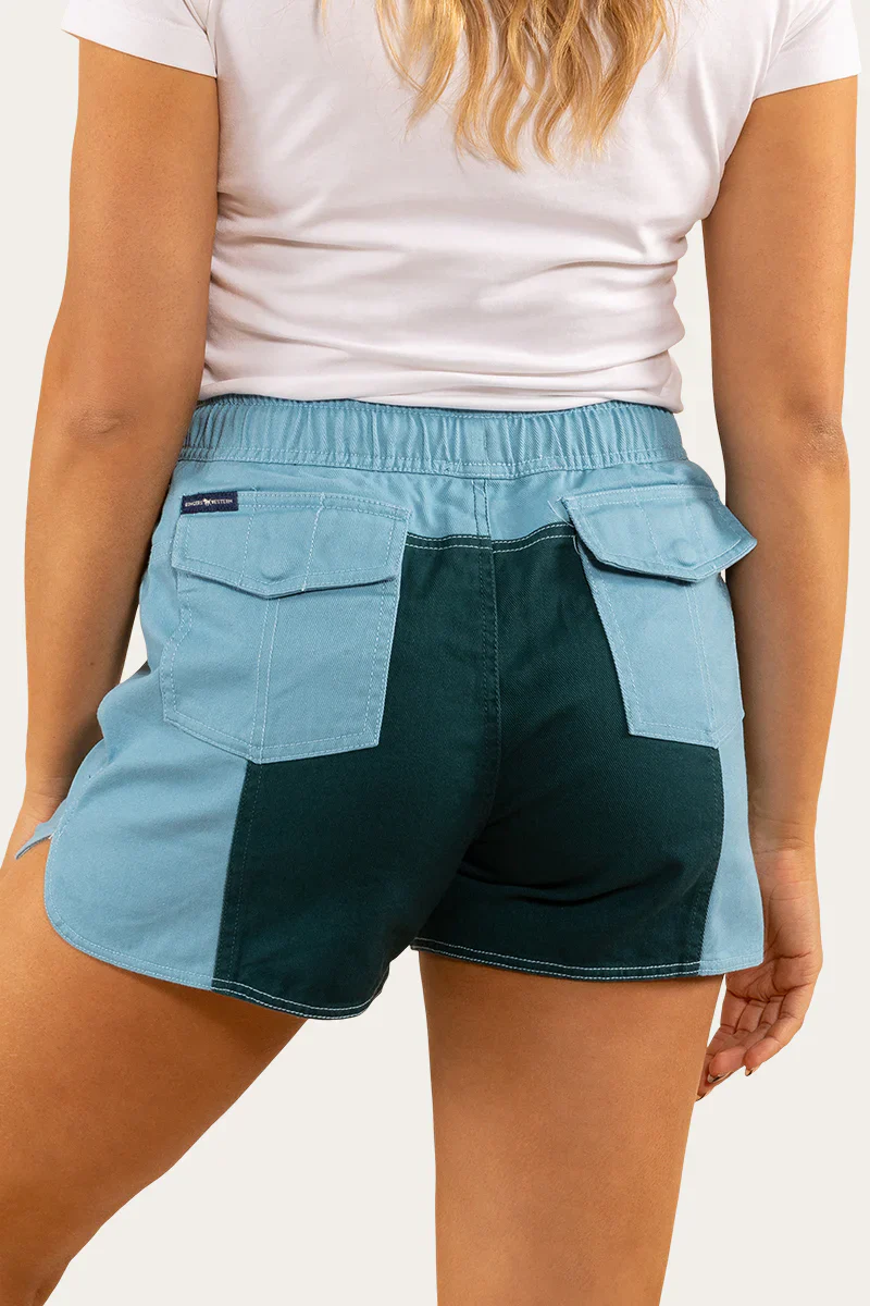 Ringers Western - Women's Heavy Weight Work Ruggers (shorts) - Arctic Blue/Dark Teal - Image 3