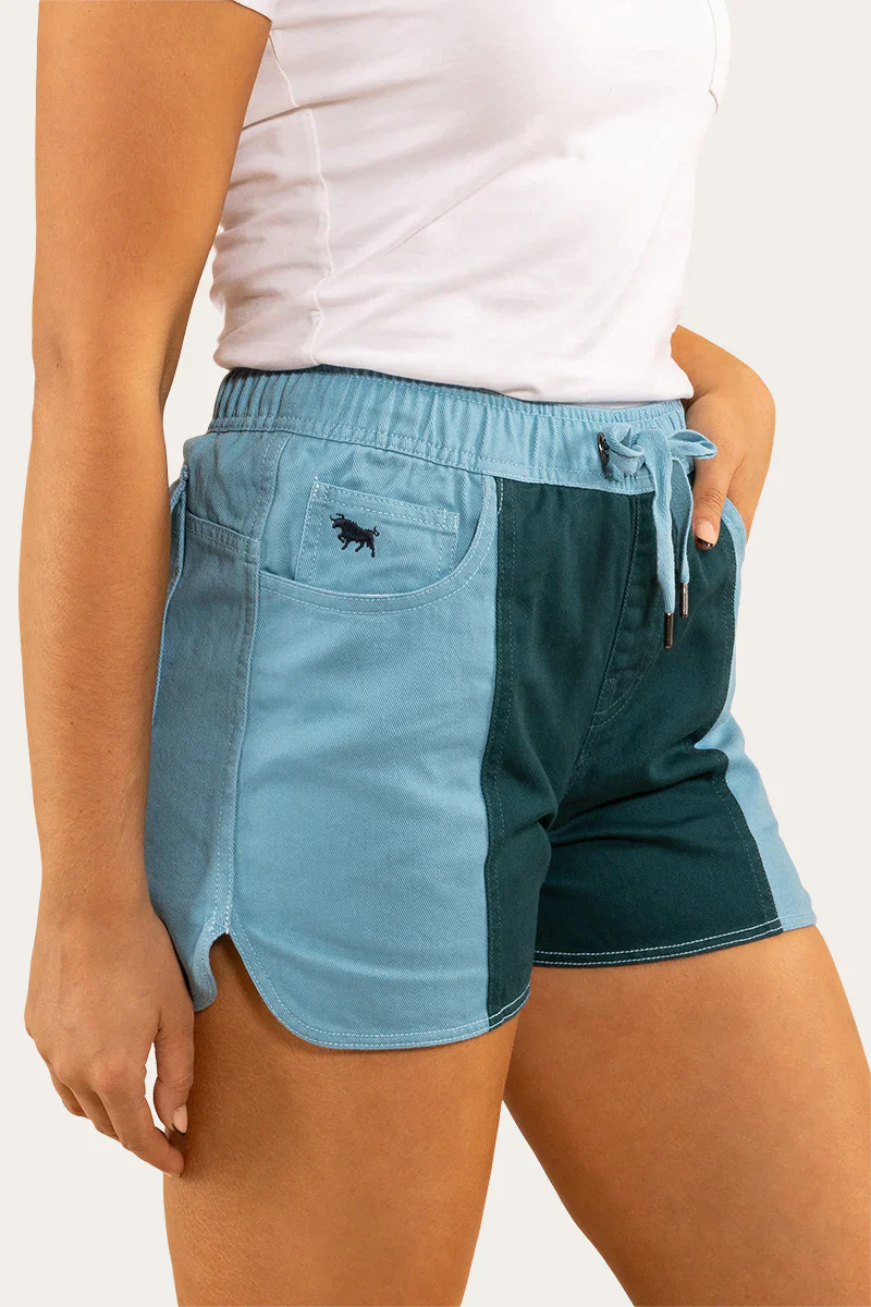 Ringers Western - Women's Heavy Weight Work Ruggers (shorts) - Arctic Blue/Dark Teal - Image 4