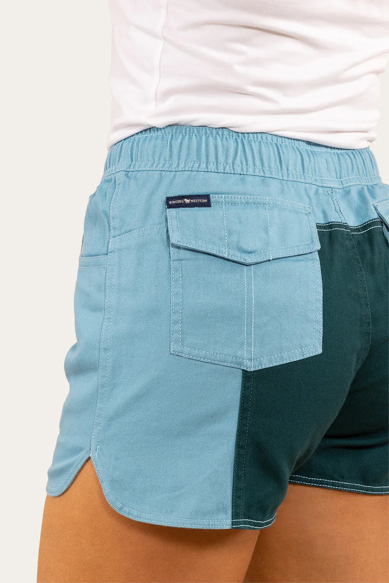 Ringers Western - Women's Heavy Weight Work Ruggers (shorts) - Arctic Blue/Dark Teal - Image 6