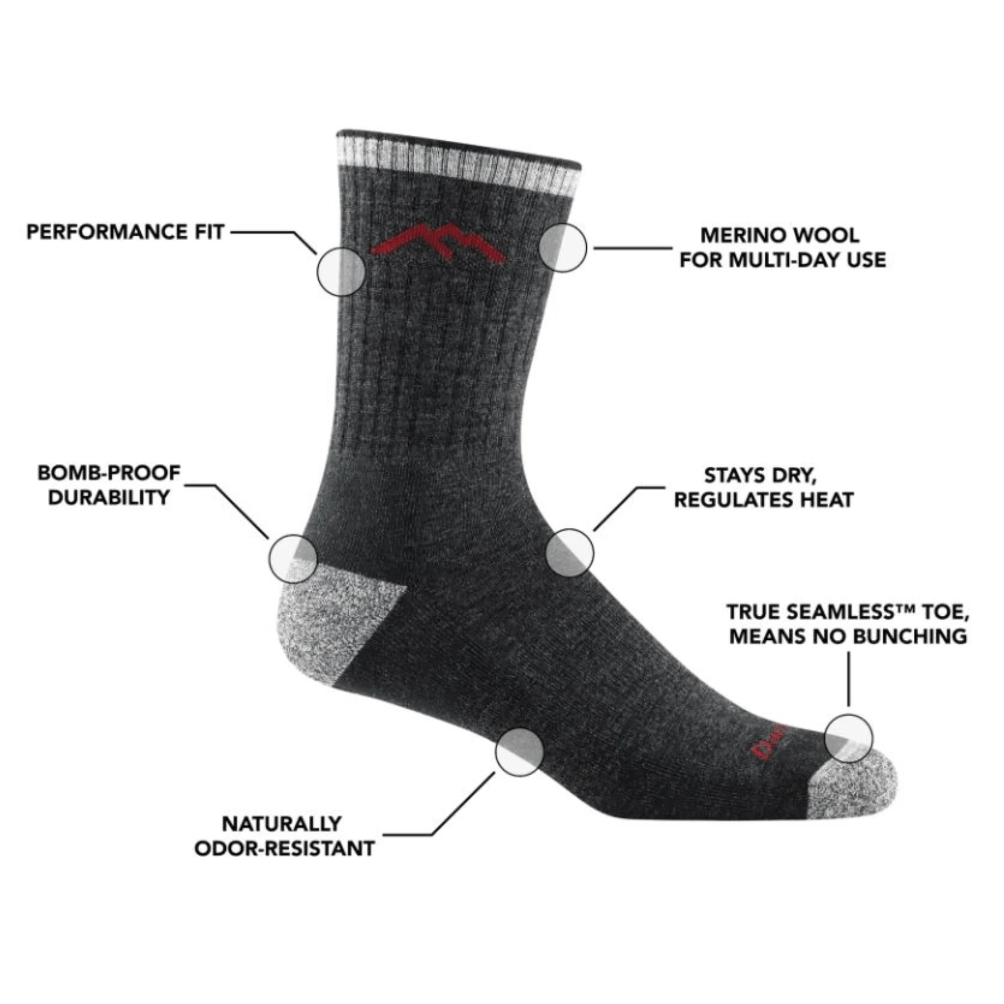 Darn Tough Men's Hiker Micro Crew Midweight with Cushion Socks - Willow - Image 4