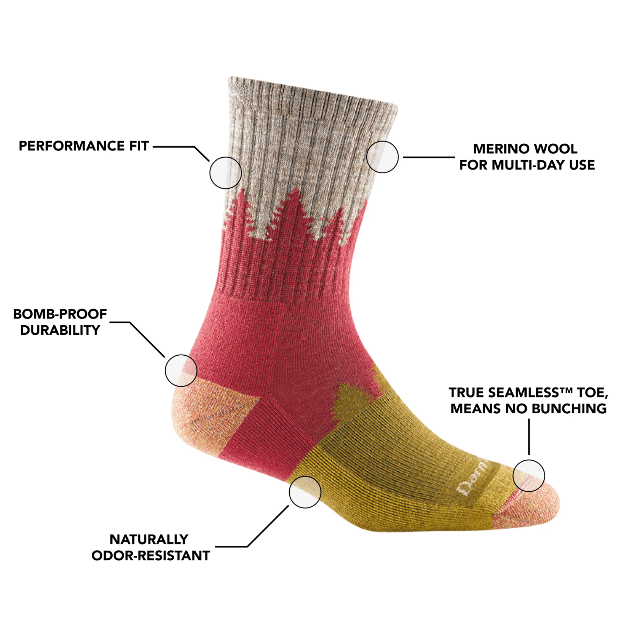 Darn Tough Women's Hiker Treeline Micro Crew Midweight with Cushion Sock - Light Denim - Image 7