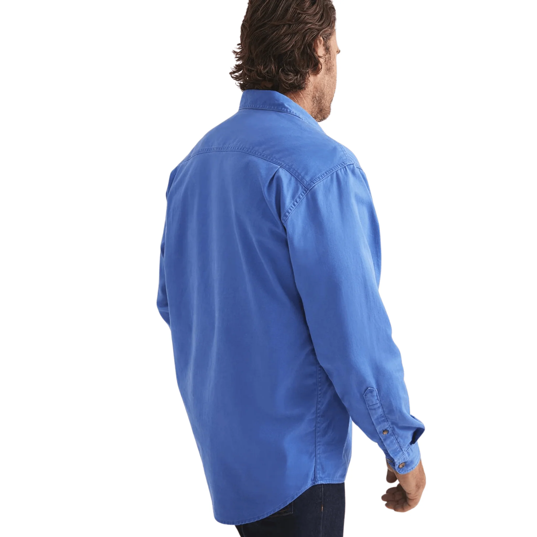 RB Sellars Men's Burton Half Button Heavy Weight Work Shirt - Blue - Image 3