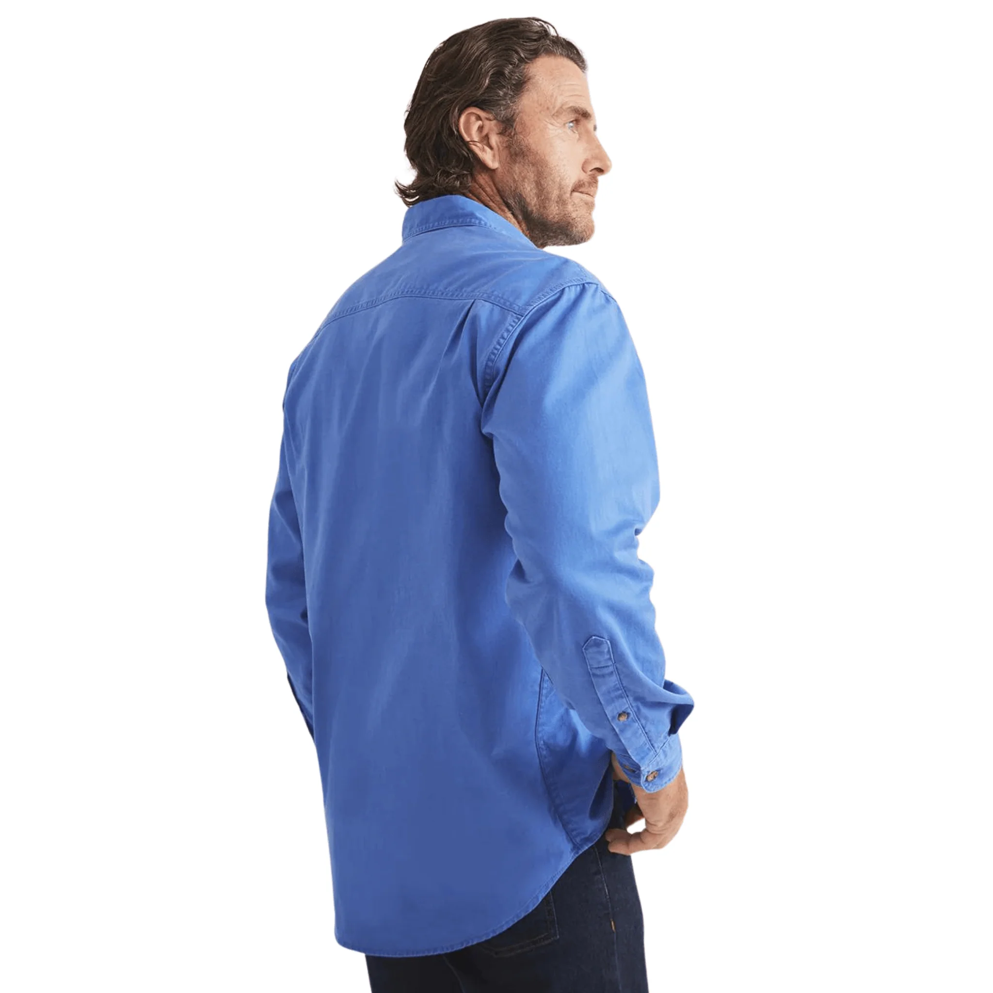 RB Sellars Men's Burton Half Button Light Weight Work Shirt - Blue - Image 5