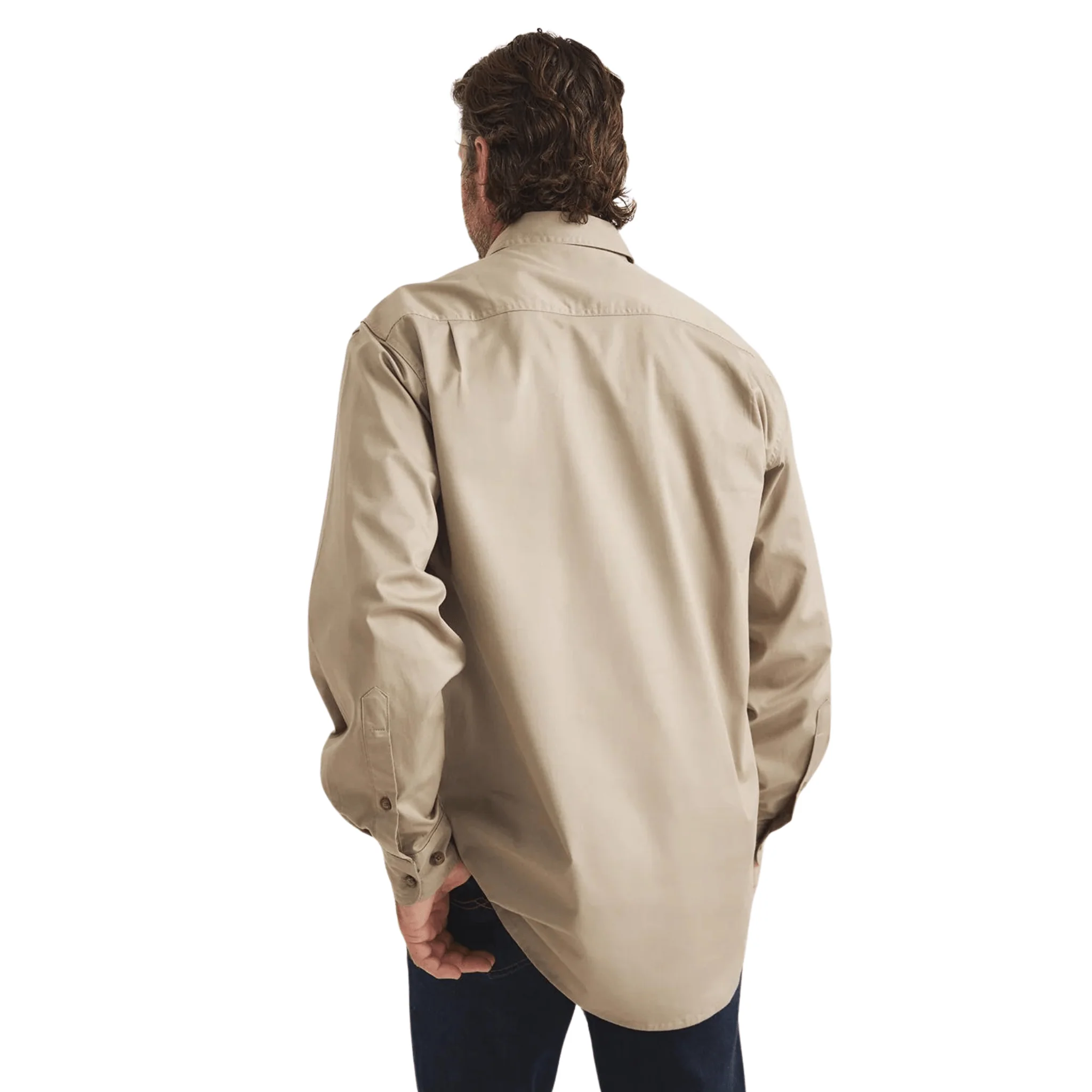 RB Sellars Men's Burton Half Button Light Weight Work Shirt - Khaki - Image 3