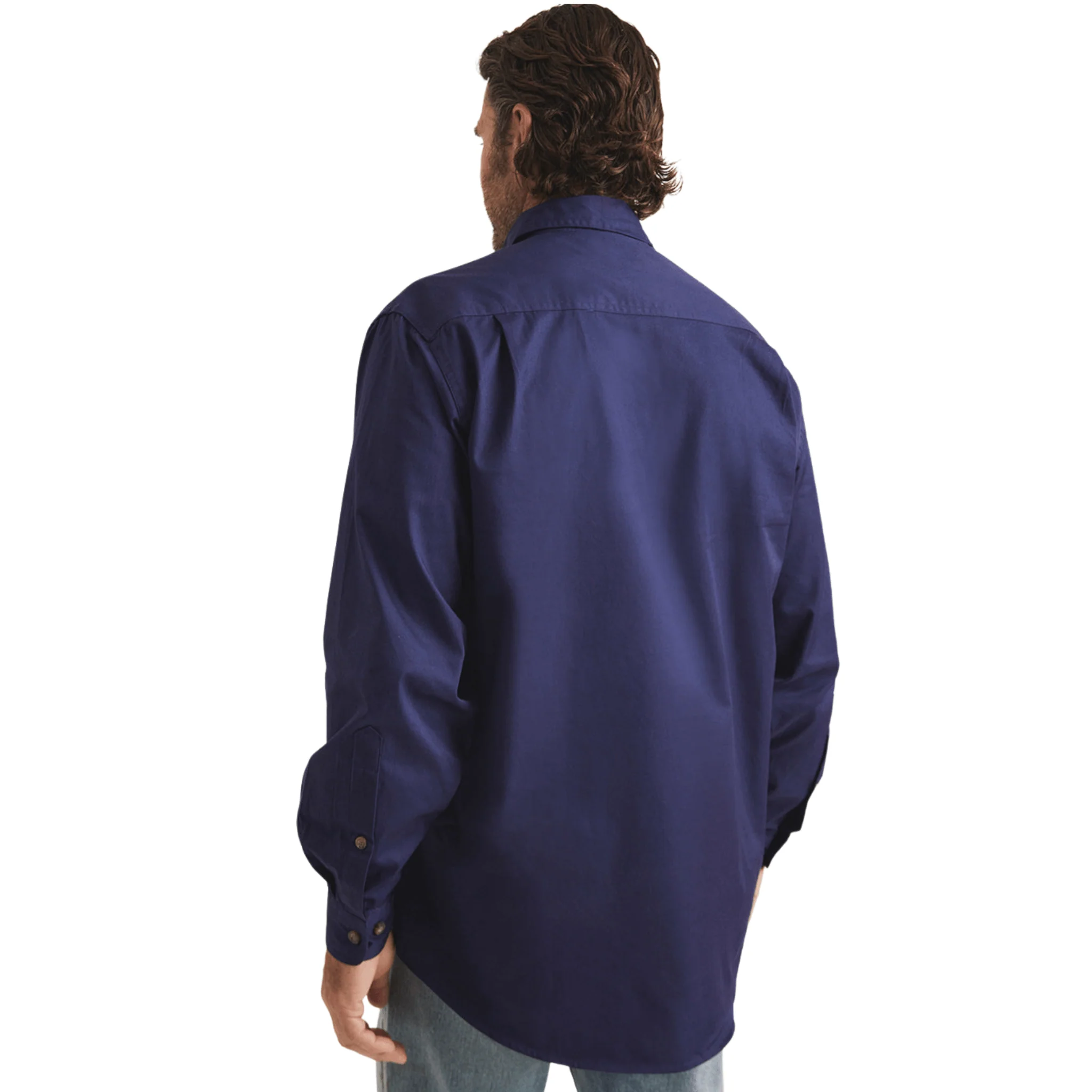 RB Sellars Men's Burton Half Button Mid Weight Work Shirt - Navy - Image 4