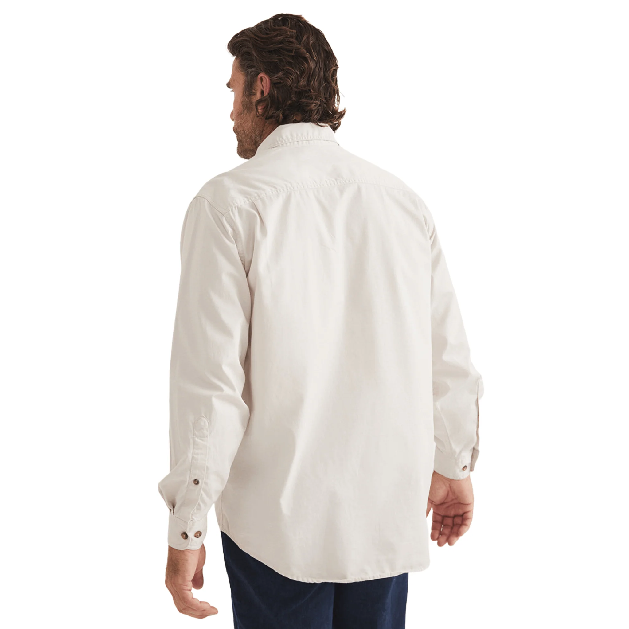 RB Sellars Men's Burton Half Button Mid Weight Work Shirt - Stone - Image 4