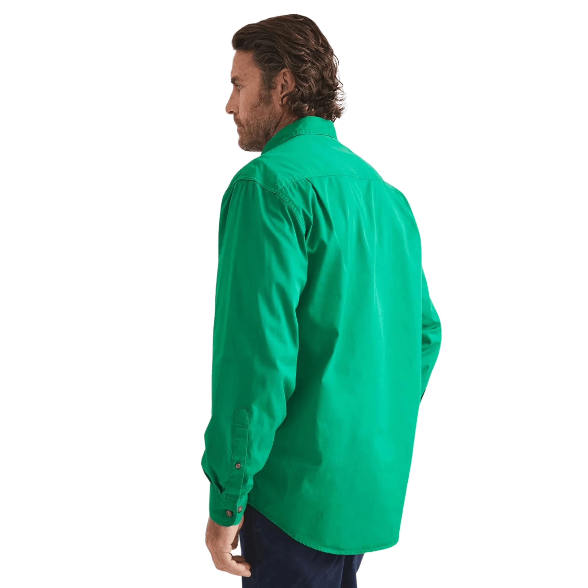 RB Sellars Men's Burton Half Button Mid Weight Work Shirt - Emerald - Image 3