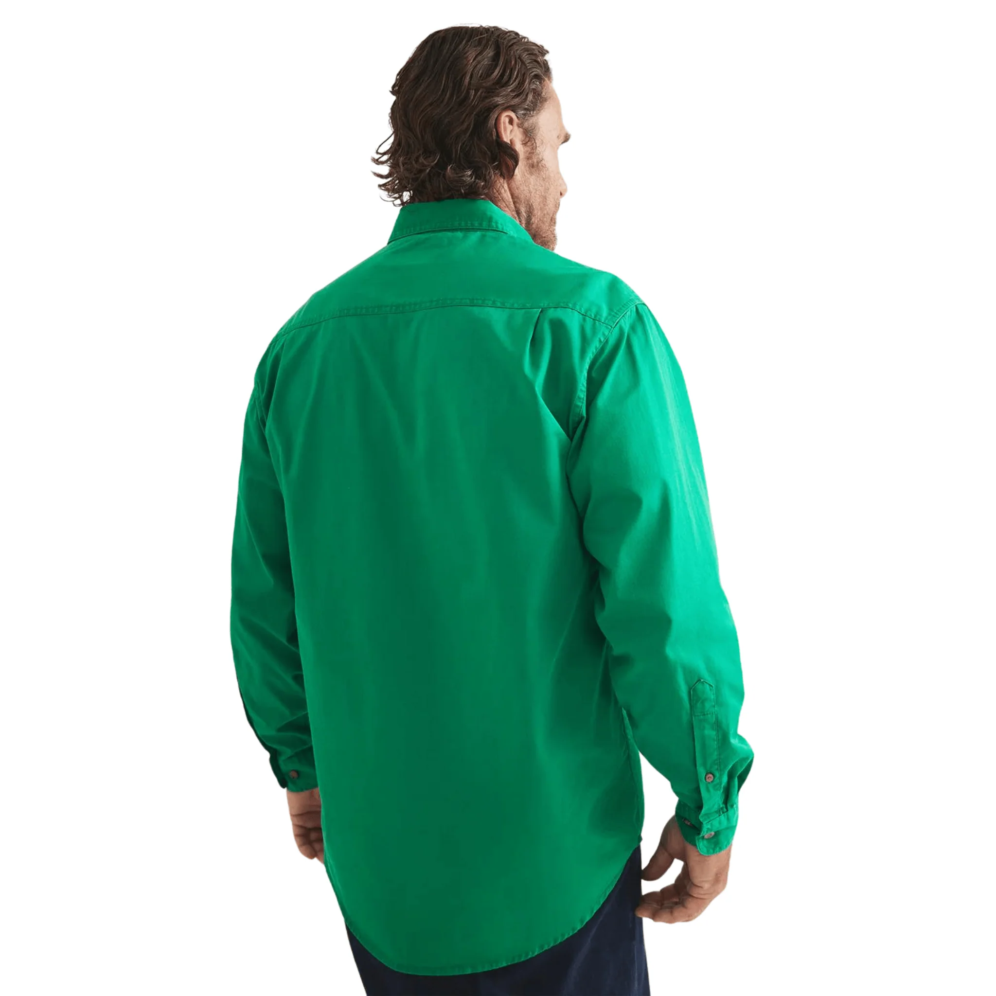 RB Sellars Men's Burton Half Button Mid Weight Work Shirt - Emerald - Image 4