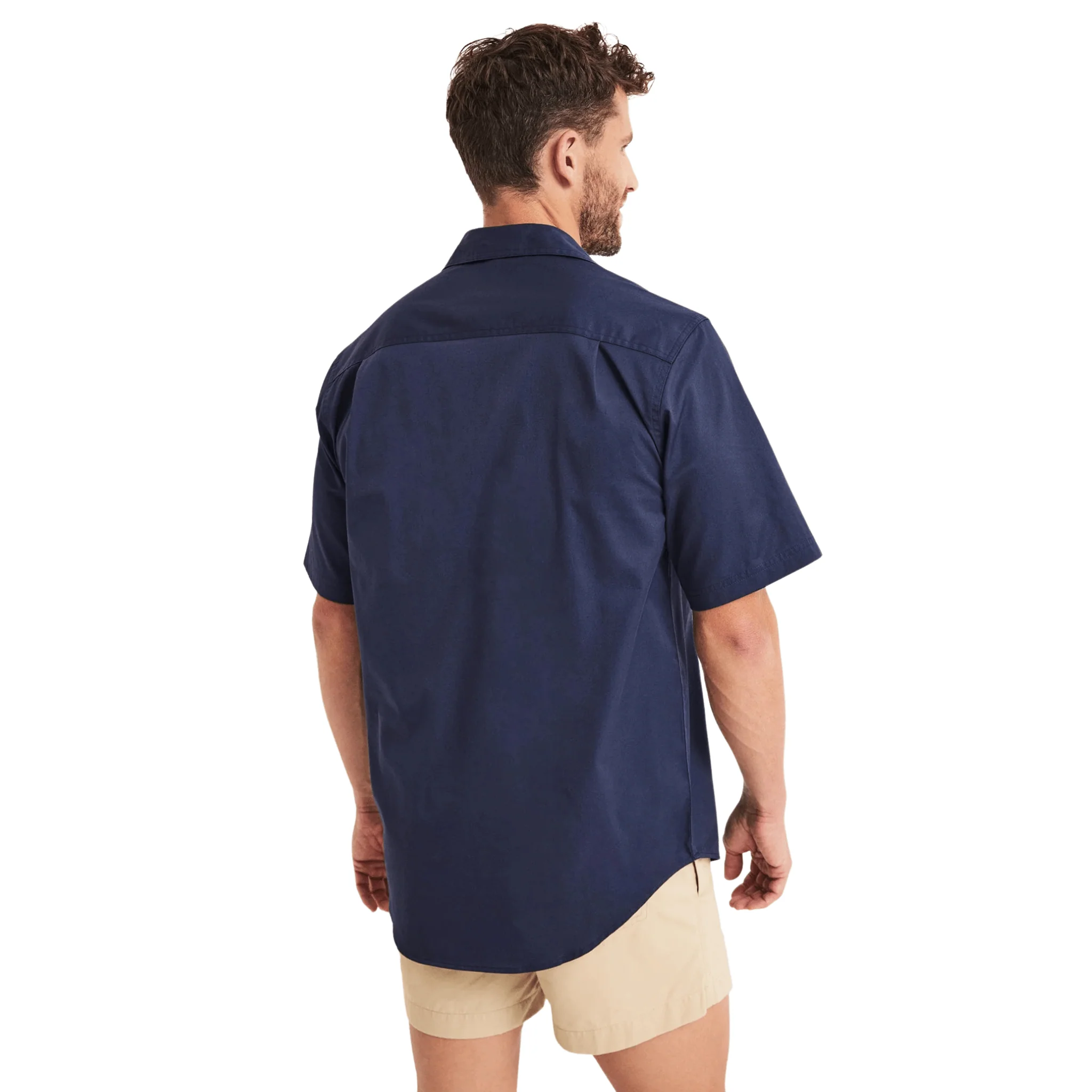 RB Sellars Men's Burton Half Button Short Sleeve Light Weight Work Shirt - Navy - Image 4