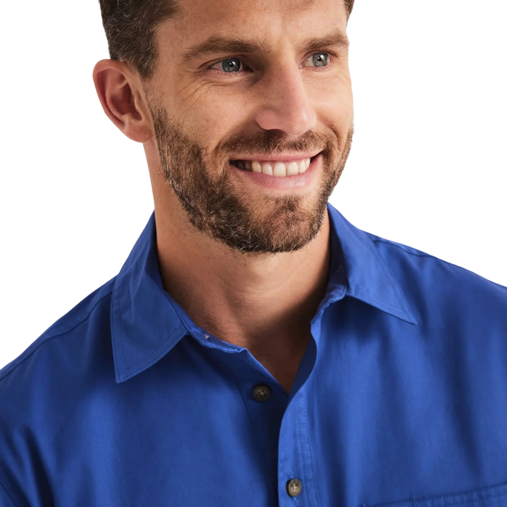 RB Sellars Men's Burton Half Button Short Sleeve Light Weight Work Shirt - Royal - Image 2