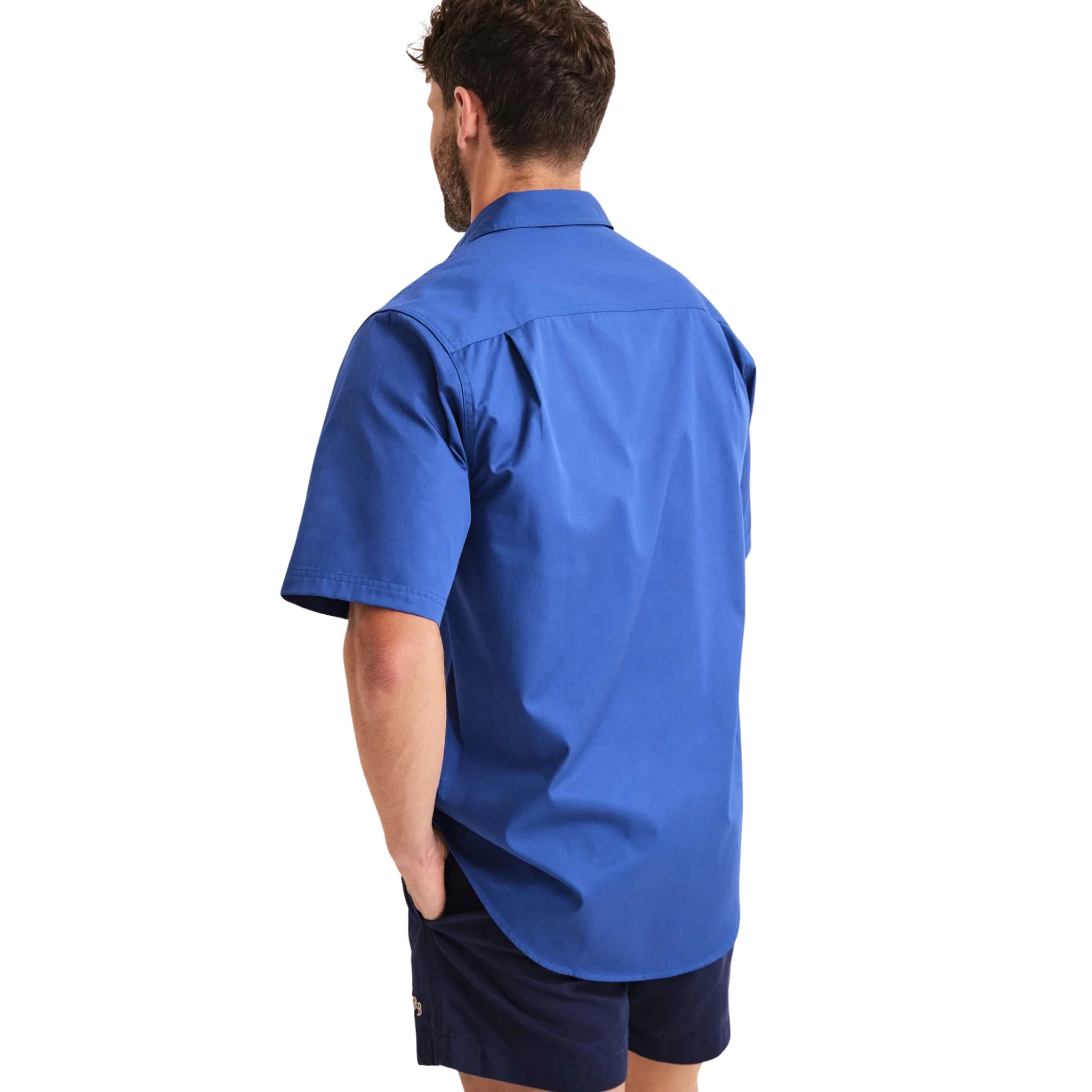 RB Sellars Men's Burton Half Button Short Sleeve Light Weight Work Shirt - Royal - Image 4