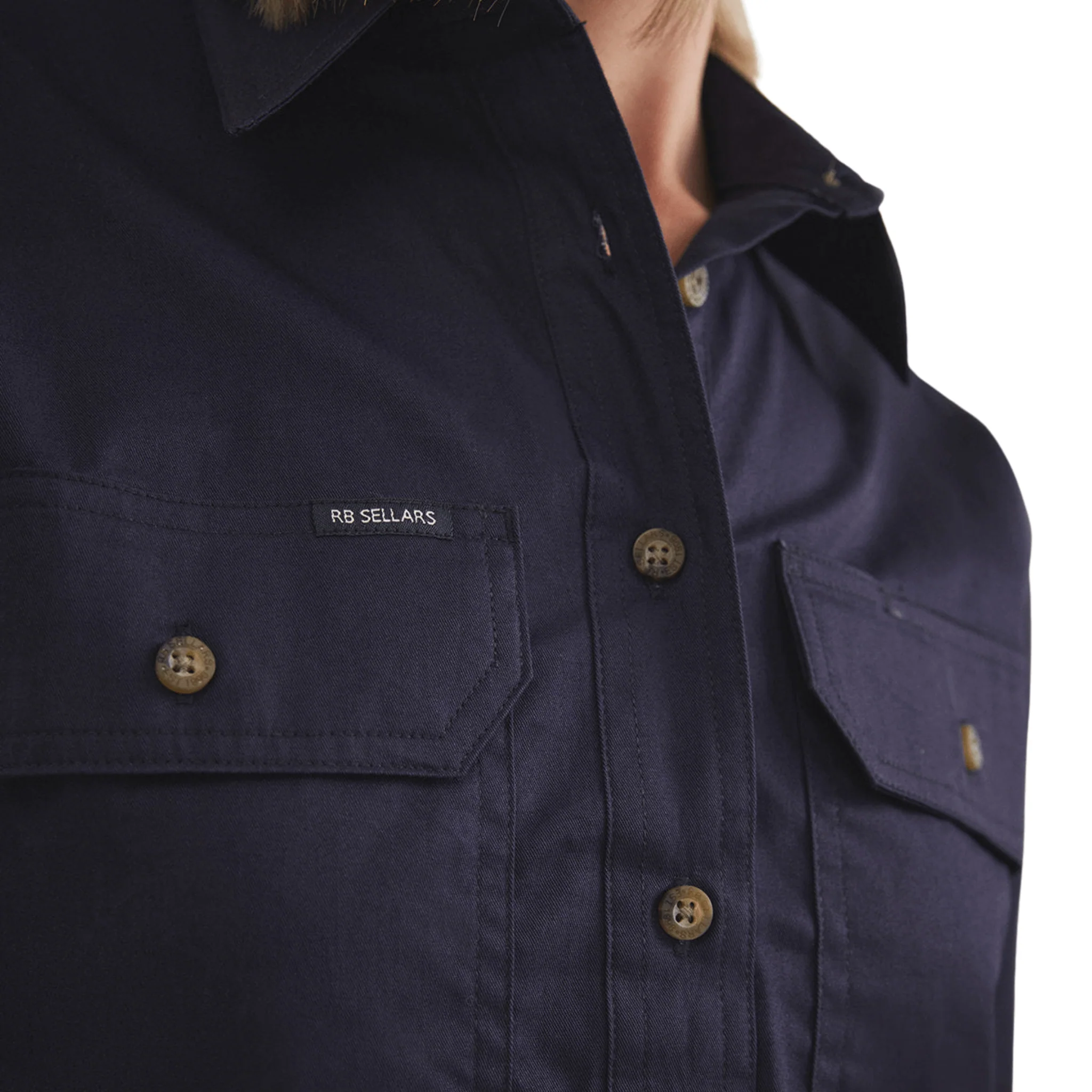 RB Sellars Women's Sandy Half Button Light Weight Work Shirt - Navy - Image 4