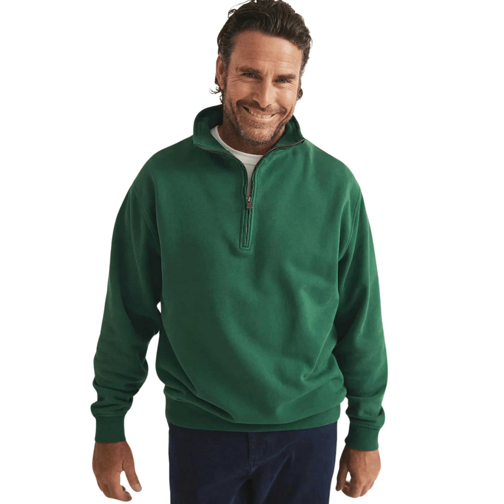 RB Sellars Trentham Half Zip Jumper (Unisex) - Bottle Green - Image 3