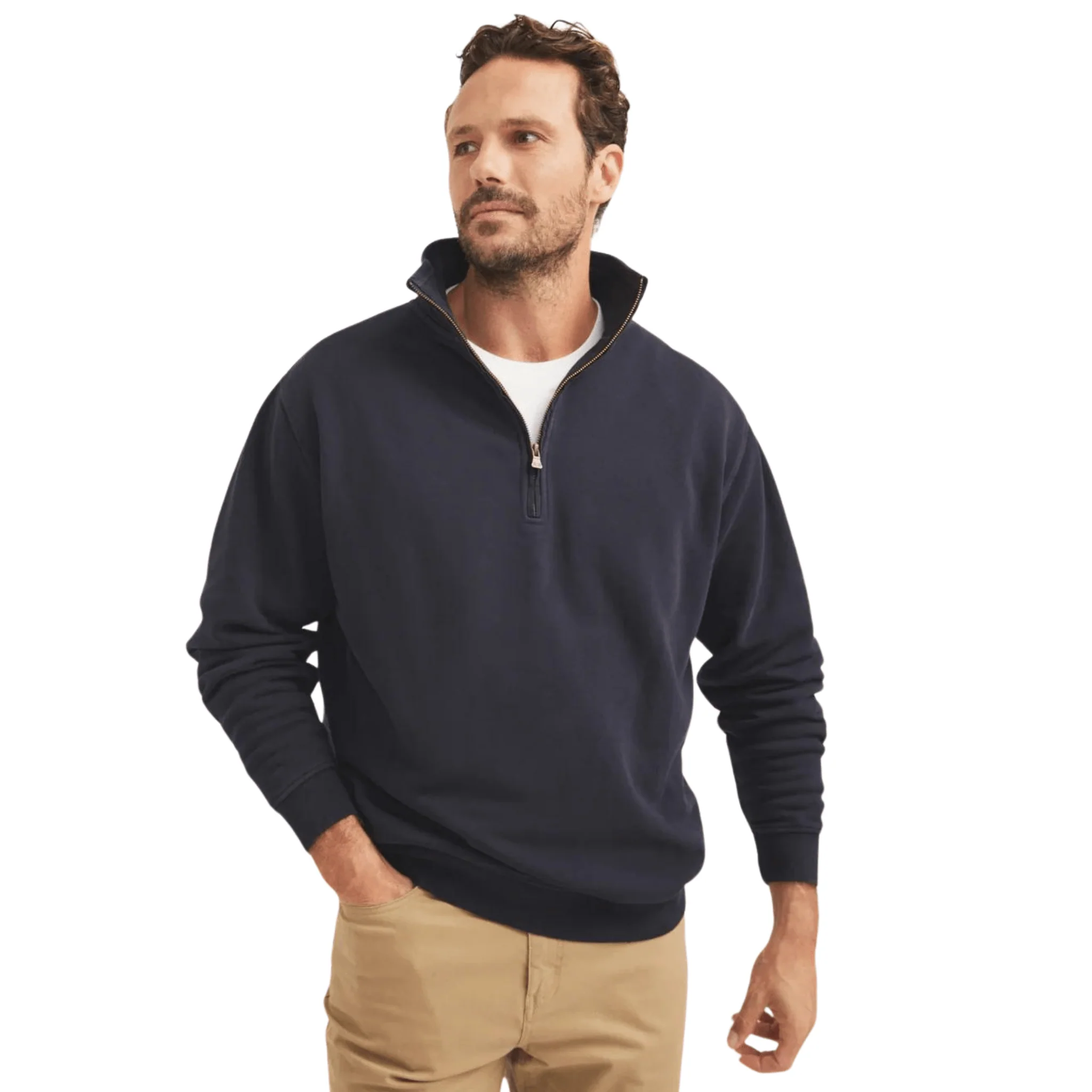 RB Sellars Trentham Half Zip Jumper (Unisex) - Classic Navy - Image 2