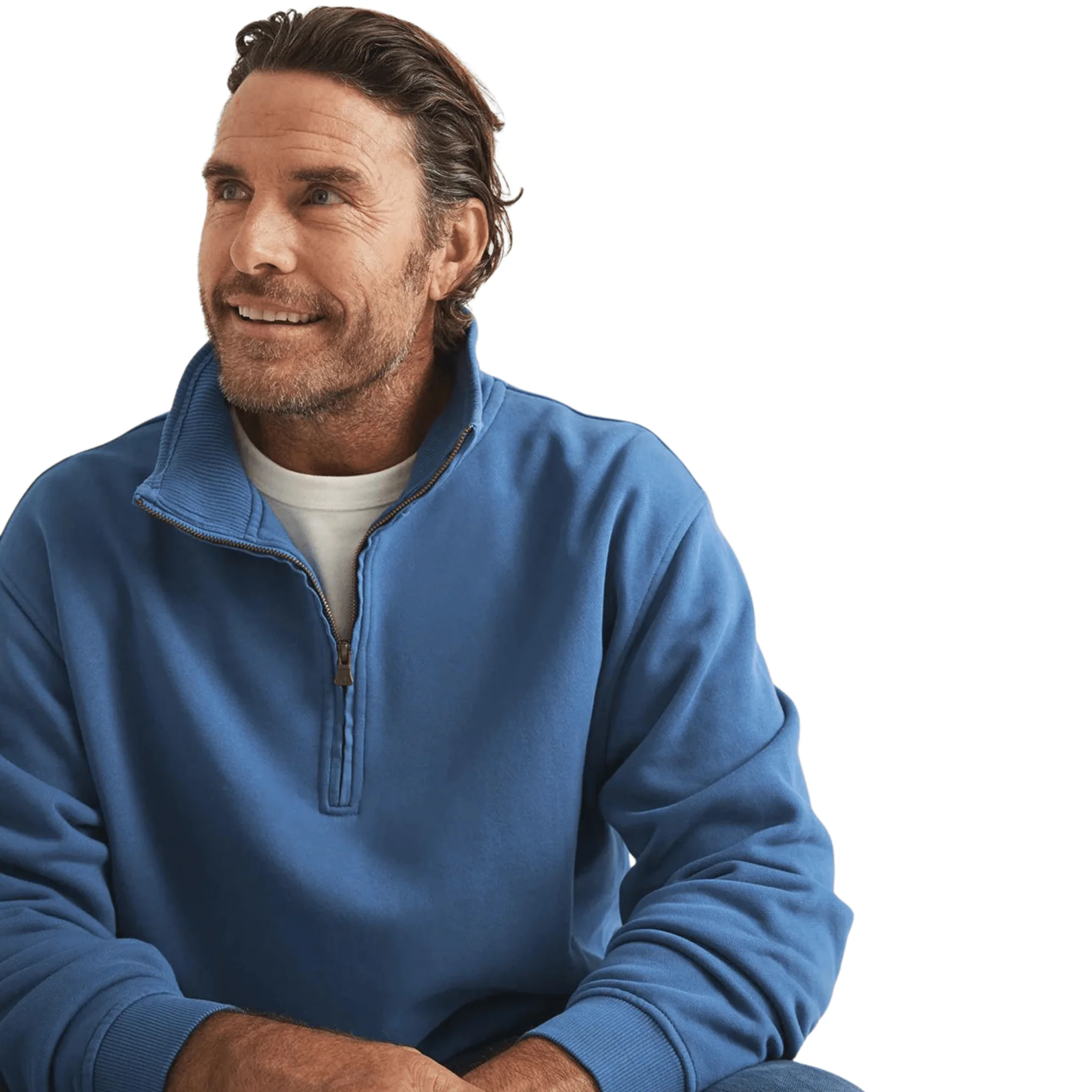 RB Sellars Trentham Half Zip Jumper (Unisex) - Ocean Blue - Image 3
