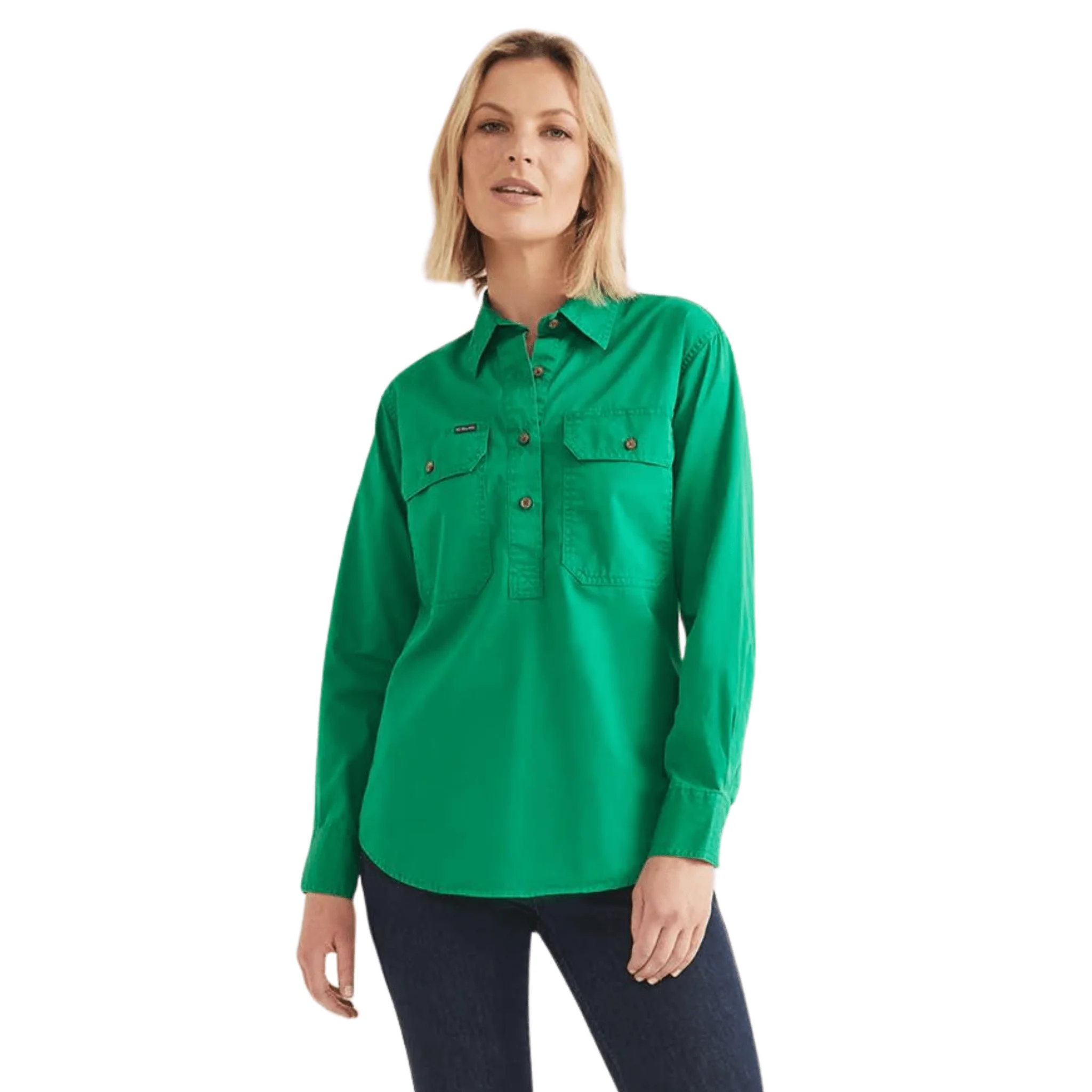RB Sellars Women's Sandy Half Button Light Weight Work Shirt - Emerald - Image 2