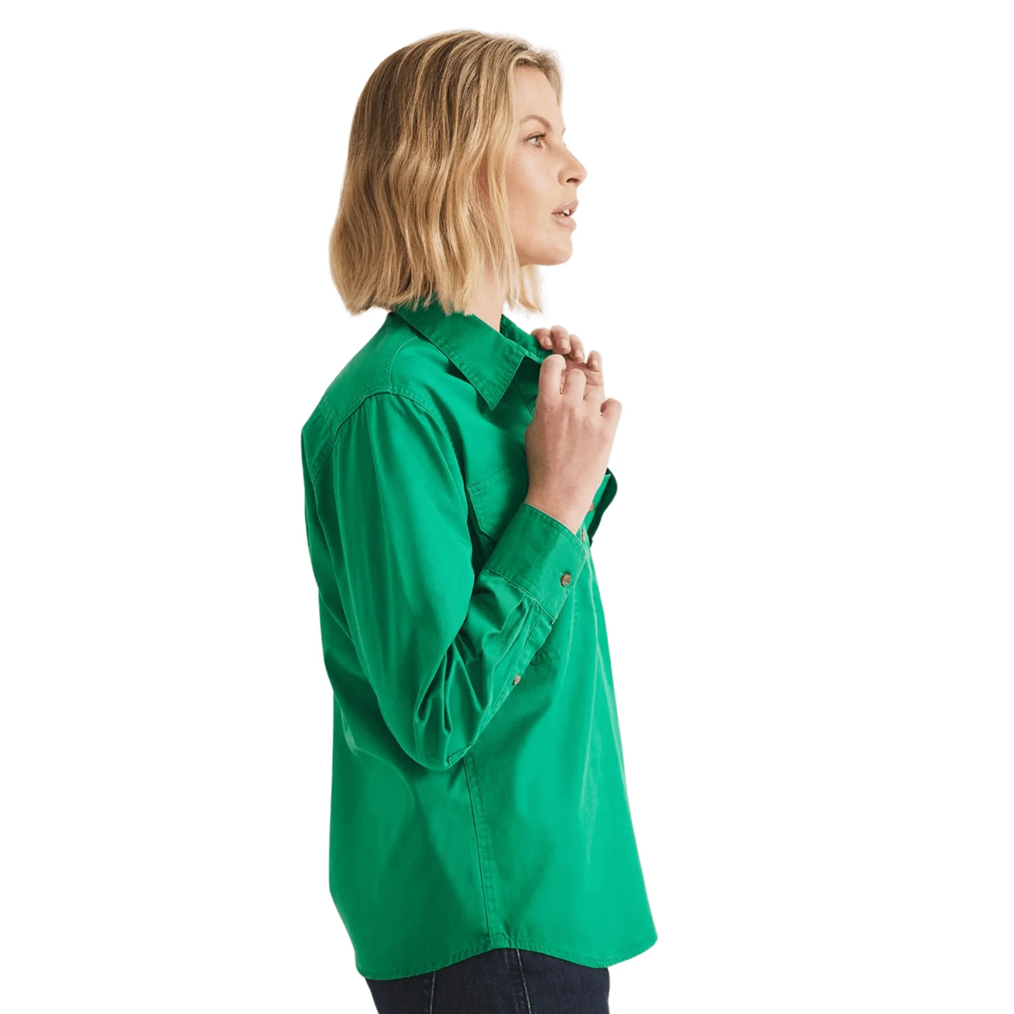 RB Sellars Women's Sandy Half Button Light Weight Work Shirt - Emerald - Image 3