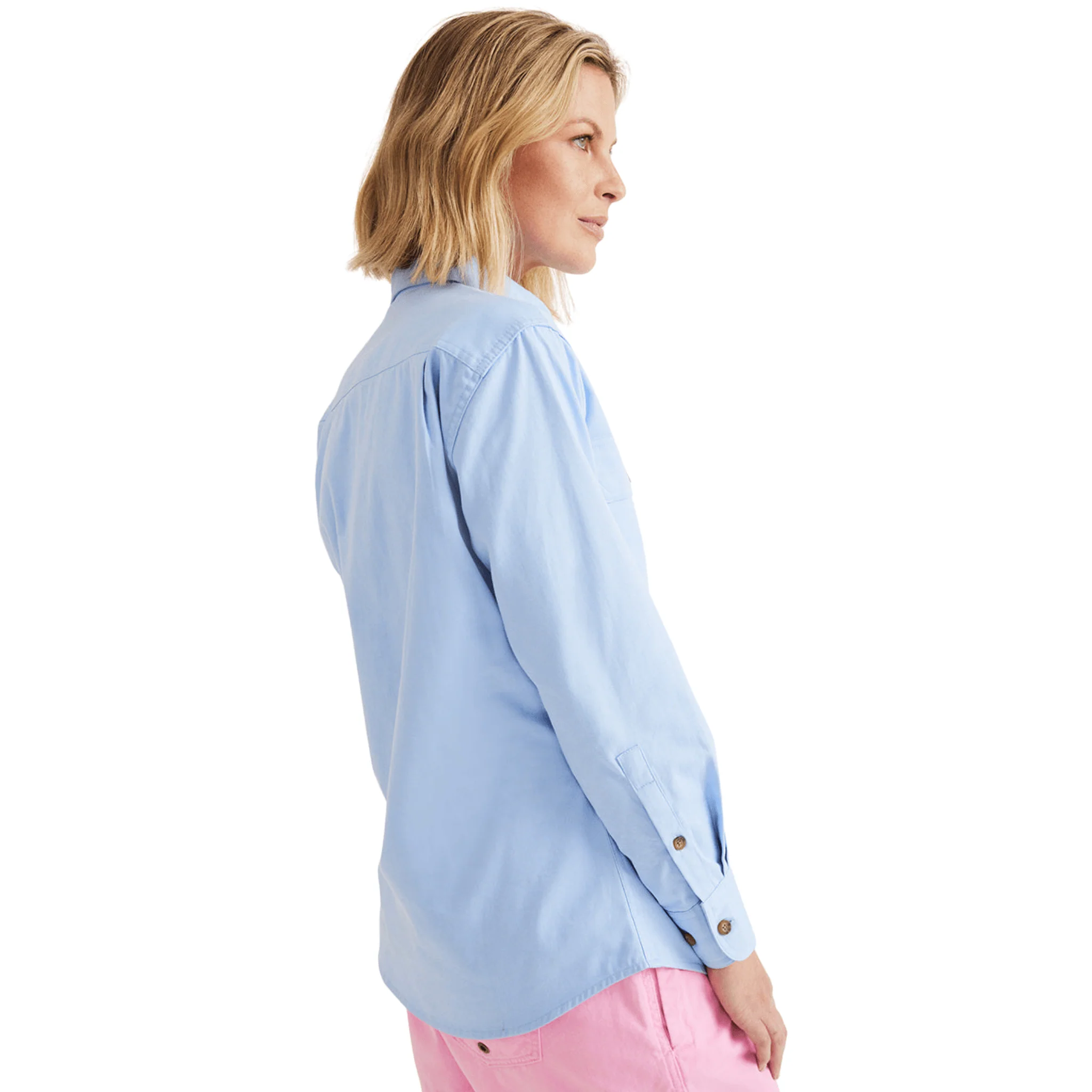 RB Sellars Women's Sandy Half Button Light Weight Work Shirt - Pale Blue - Image 3
