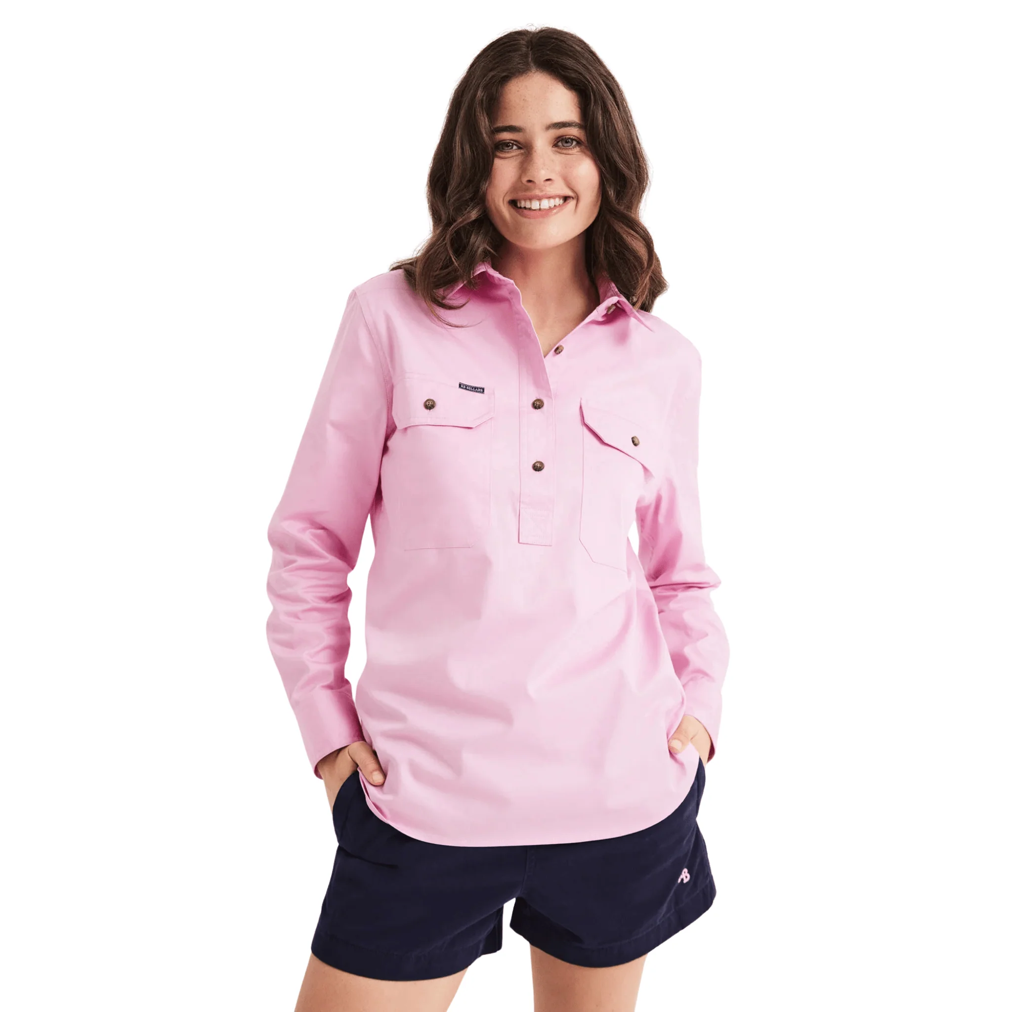 RB Sellars Women's Sandy Half Button Light Weight Work Shirt - Pink
