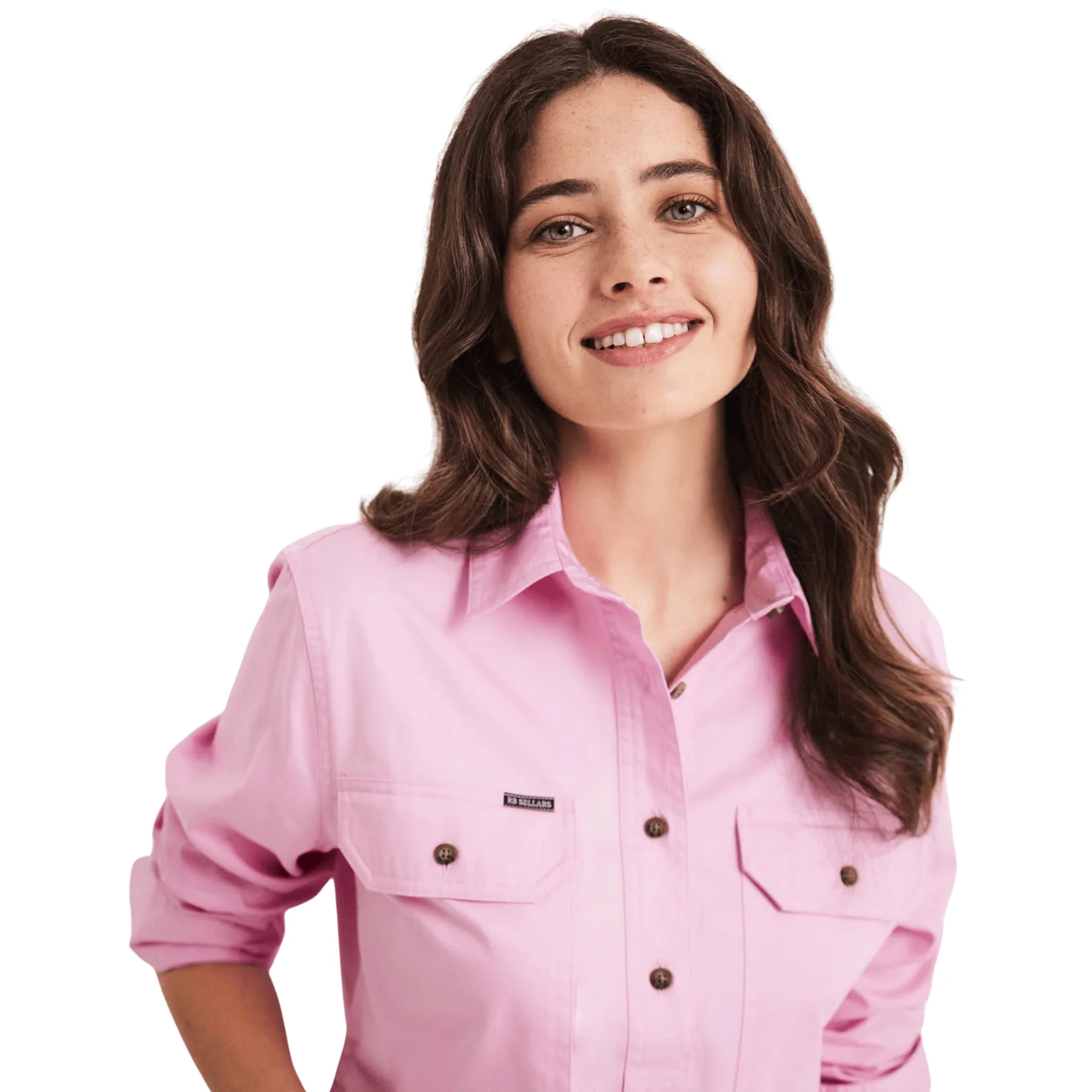 RB Sellars Women's Sandy Half Button Light Weight Work Shirt - Pink - Image 3