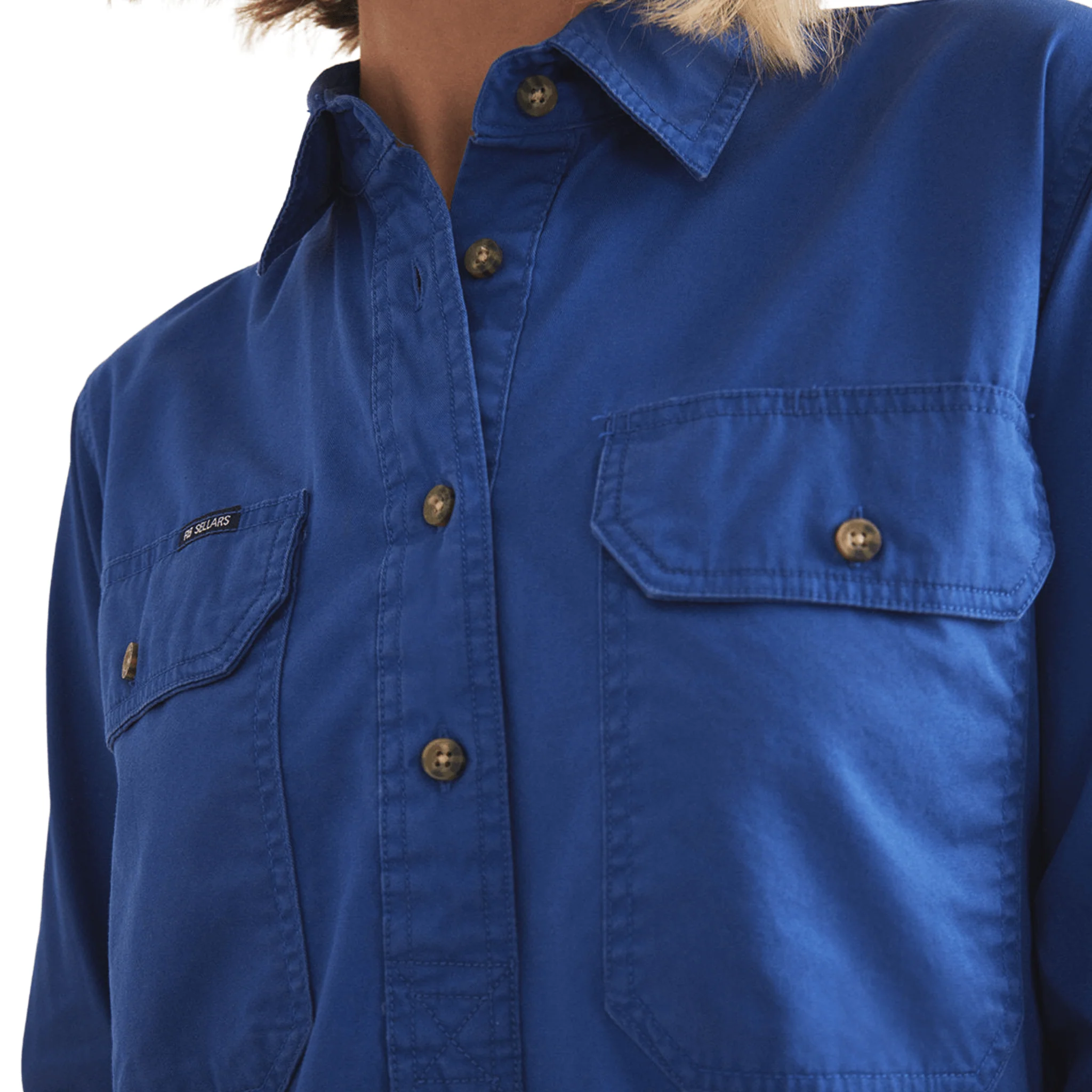 RB Sellars Women's Sandy Half Button Light Weight Work Shirt - Royal - Image 2
