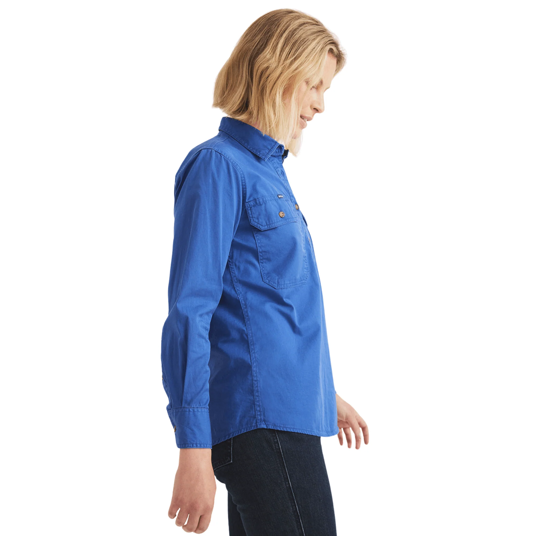RB Sellars Women's Sandy Half Button Light Weight Work Shirt - Royal - Image 3