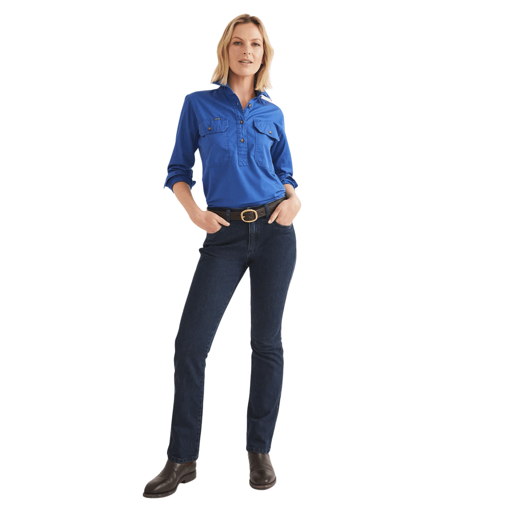 RB Sellars Women's Sandy Half Button Light Weight Work Shirt - Royal - Image 5
