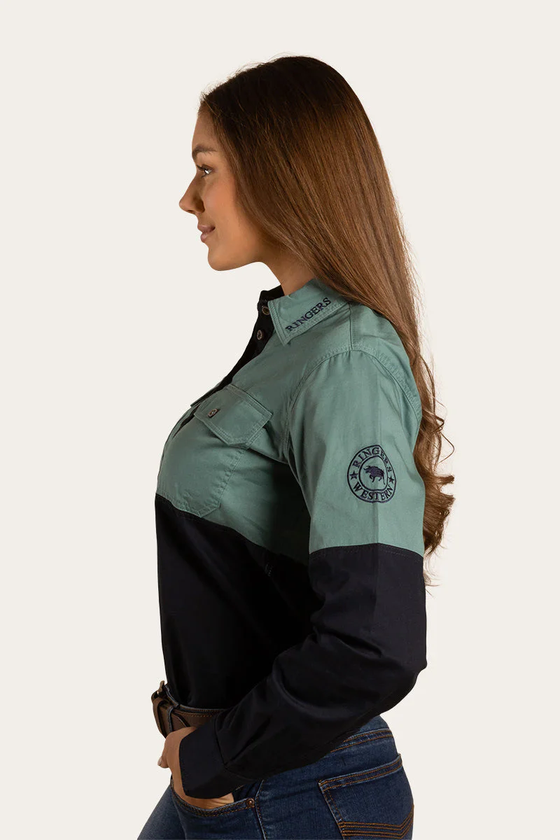 Ringers Western - Women's Delta Work Shirt - Ink/Sea Green - Image 5
