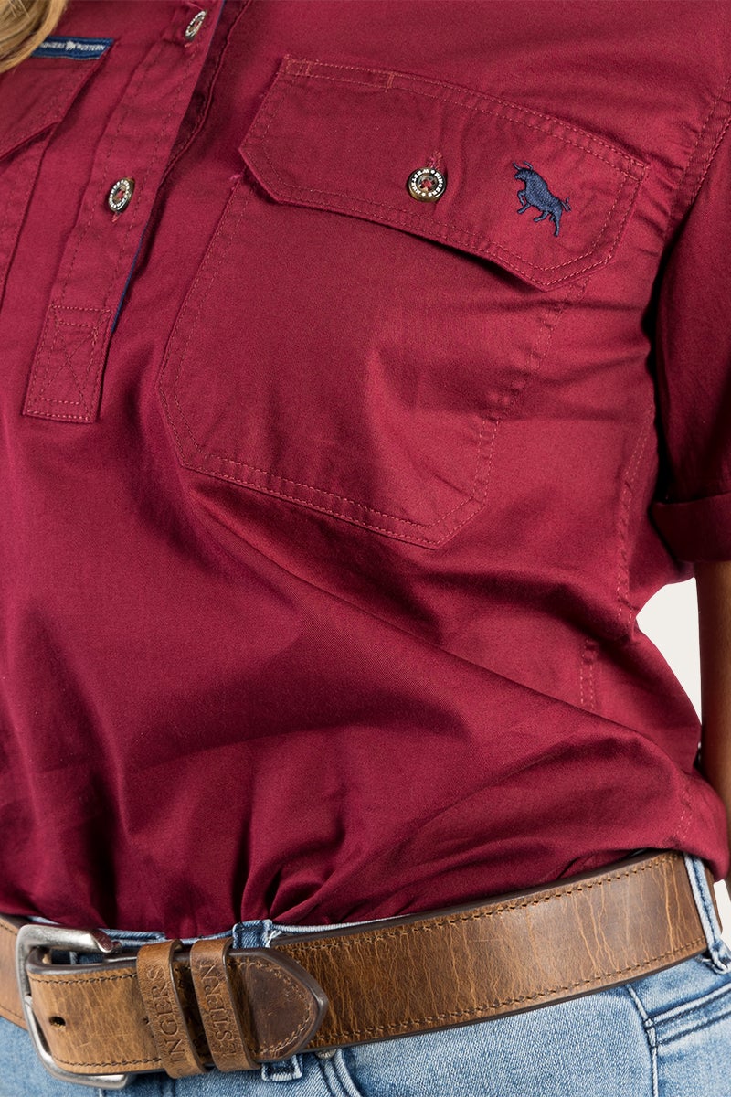 Ringers Western - Women's Jules Work Shirt - Burgundy - Image 5