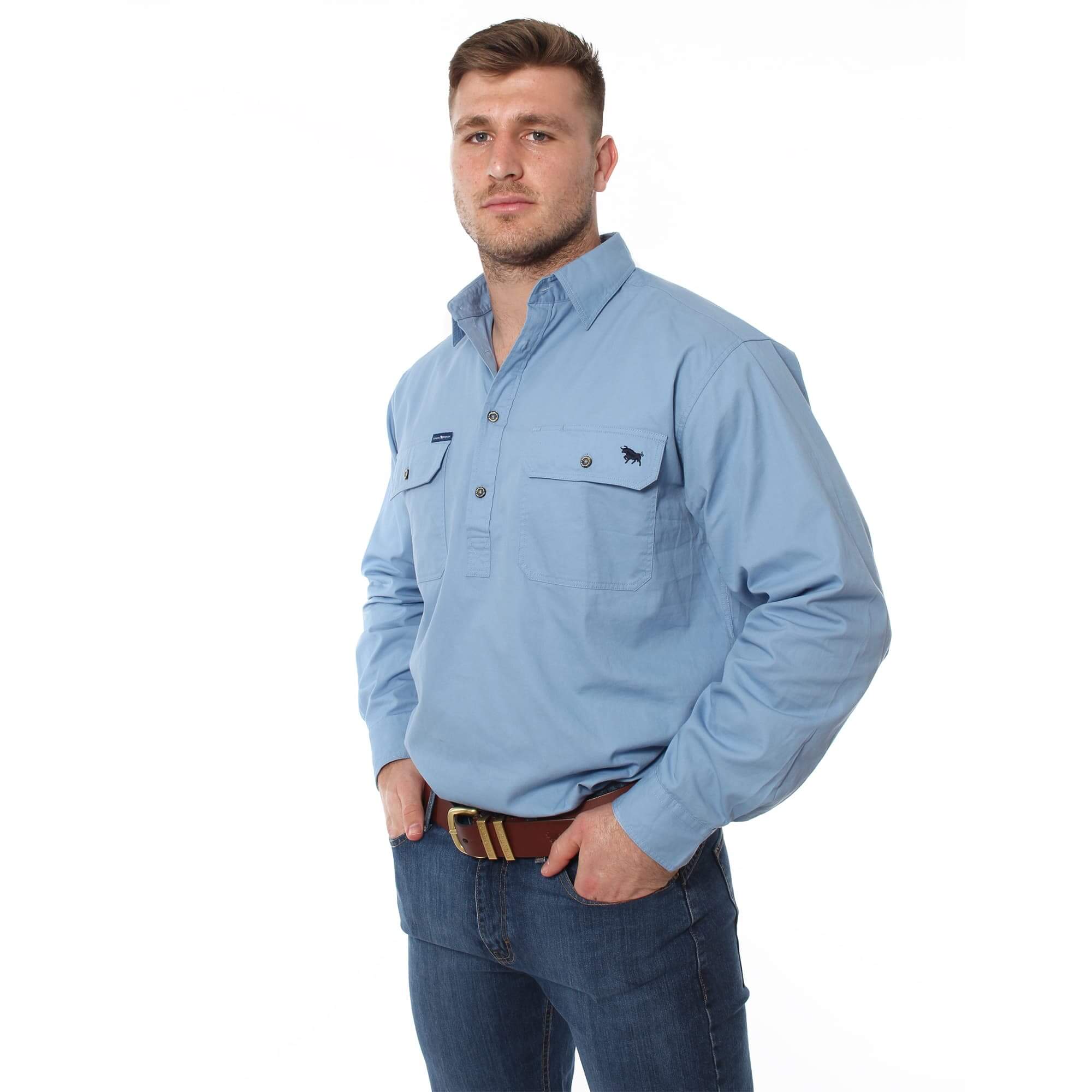 Ringers Western - Men's King River Work Shirt - Denim Blue - Image 2