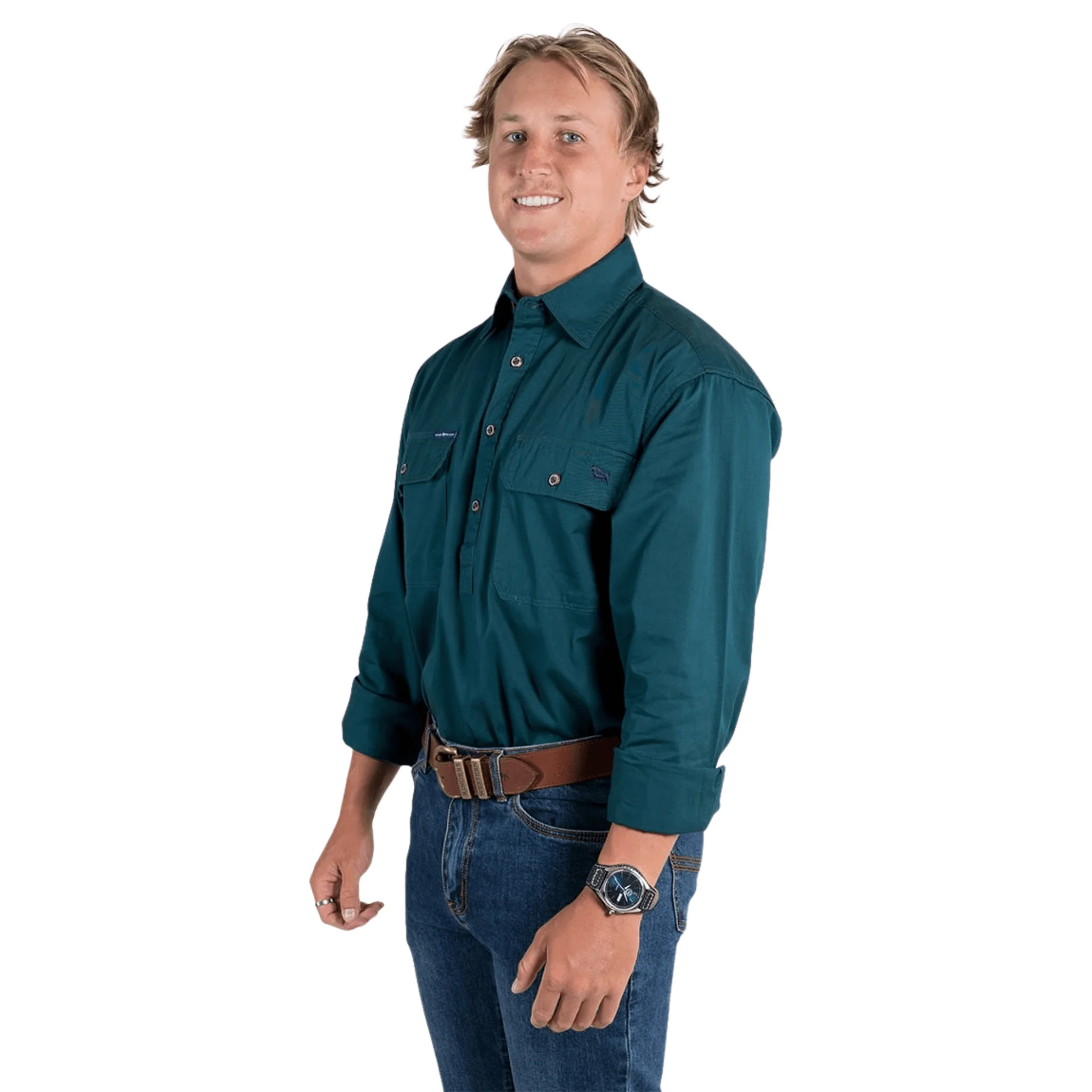 Ringers Western - Men's King River Work Shirt - Groundsheet Green - Image 2
