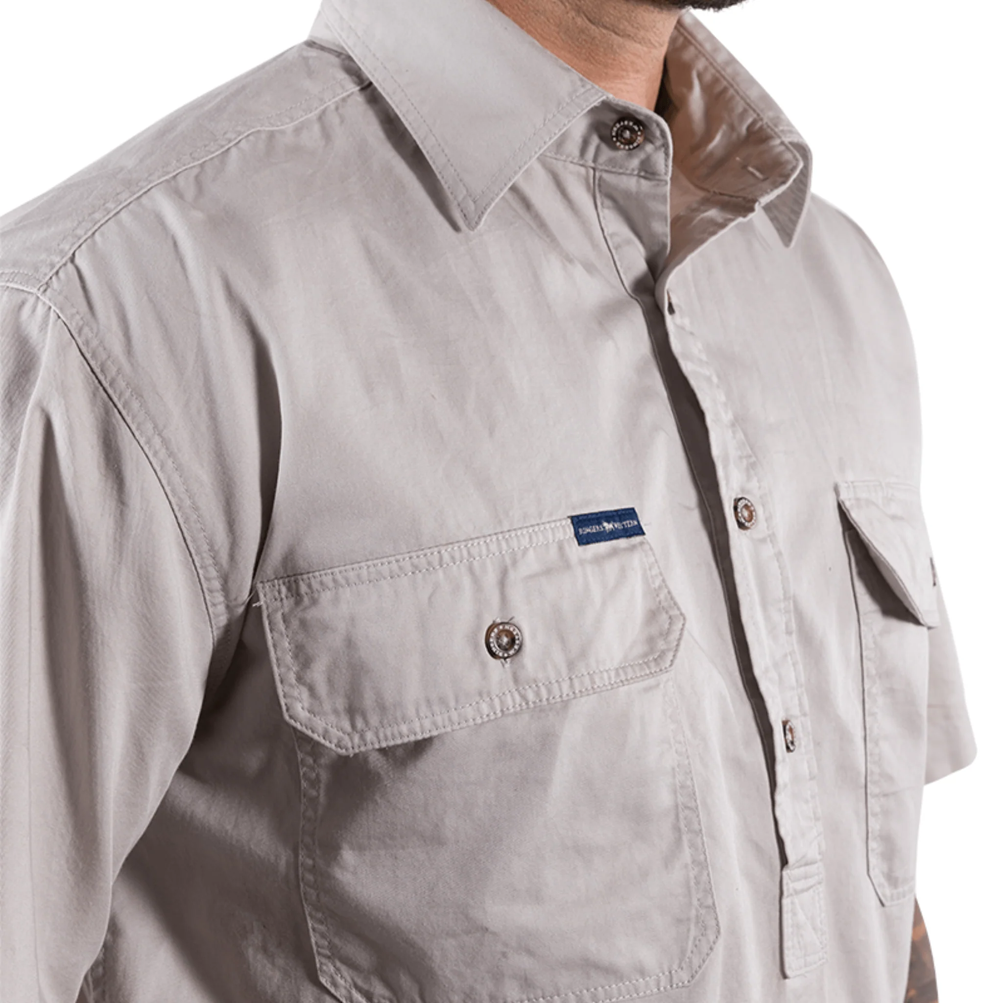 Ringers Western - Men's Pack Saddle Work Shirt - Beige - Image 4