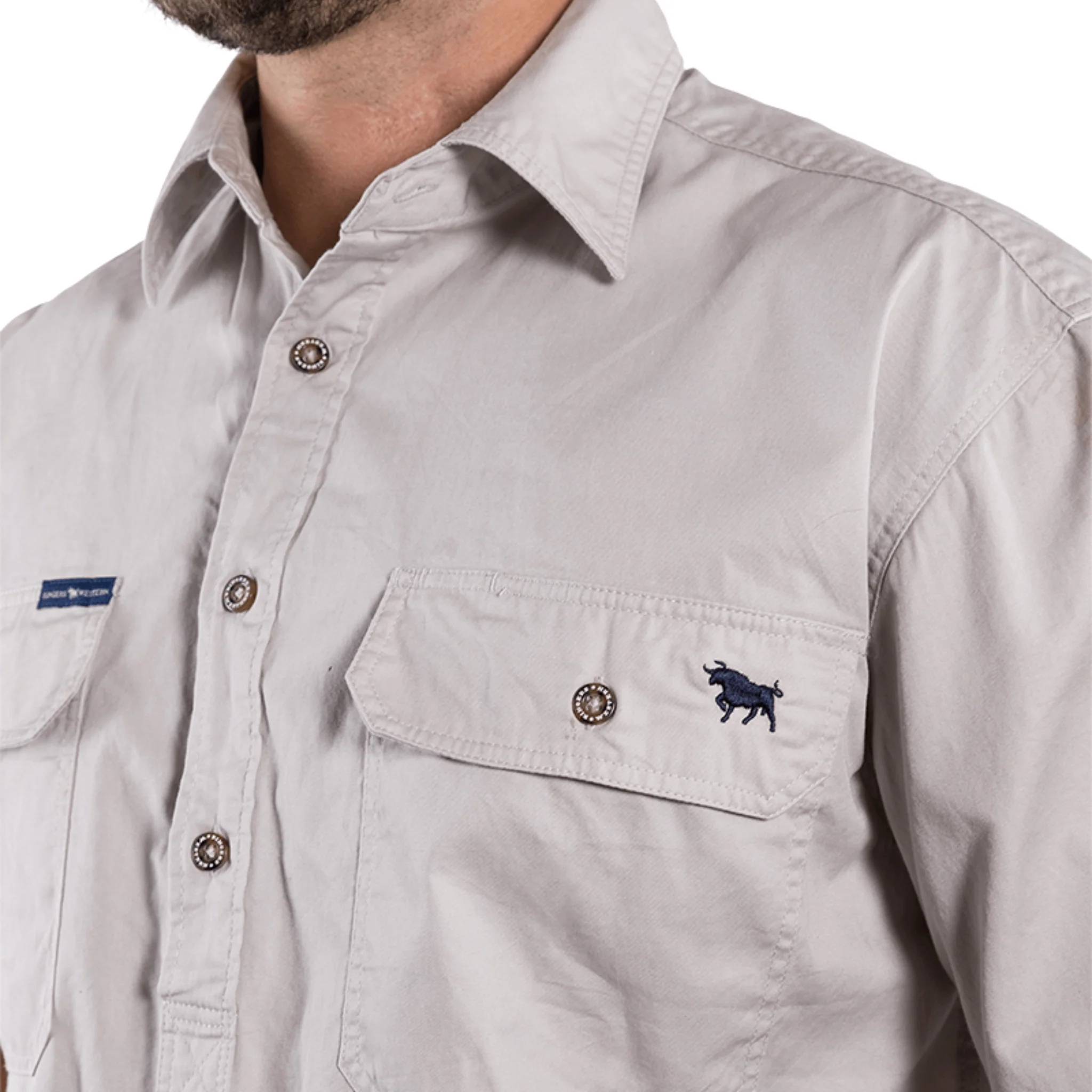Ringers Western - Men's Pack Saddle Work Shirt - Beige - Image 5
