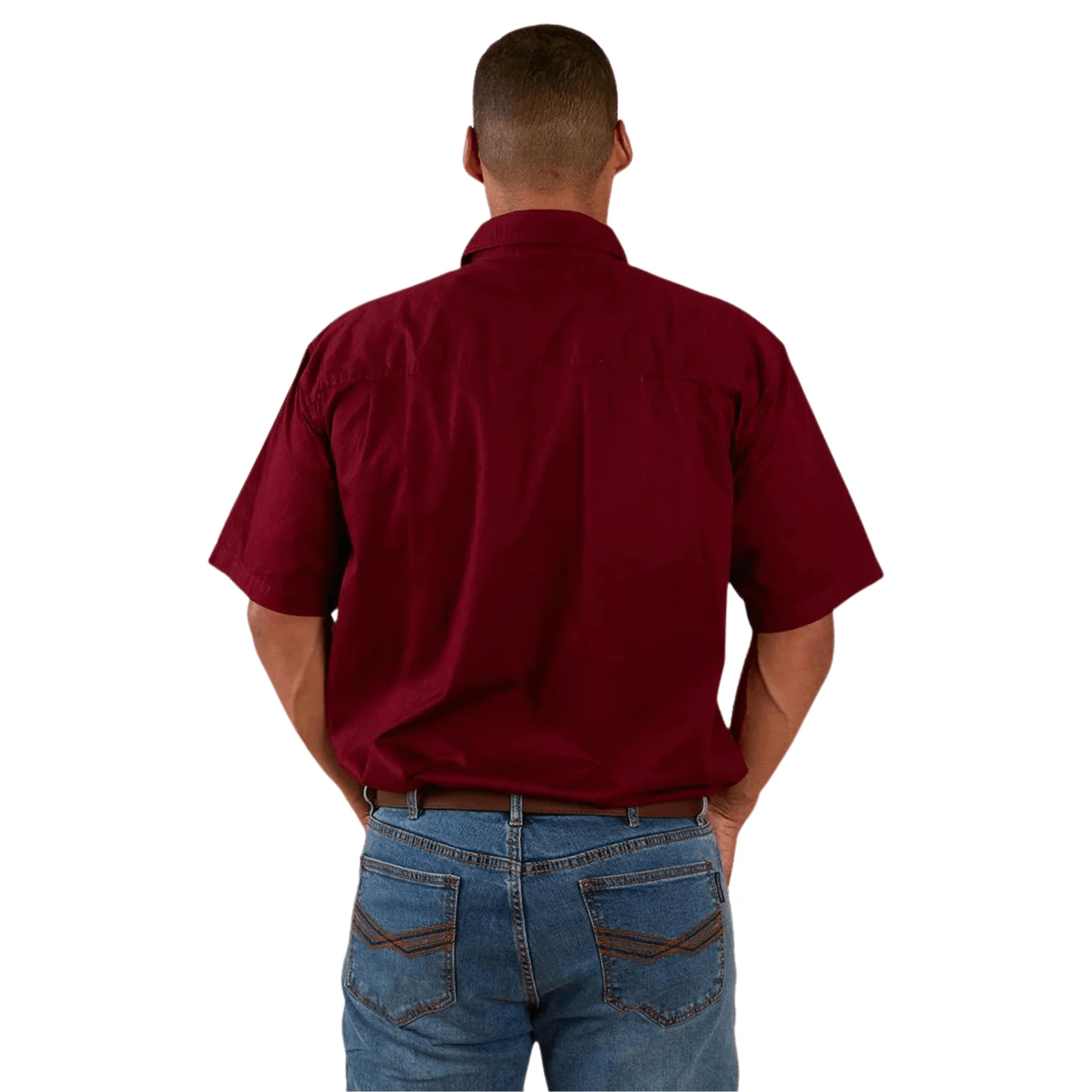 Ringers Western - Men's Pack Saddle Work Shirt - Burgundy - Image 4