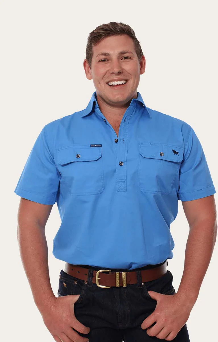 Ringers Western - Men's Pack Saddle Work Shirt - Blue