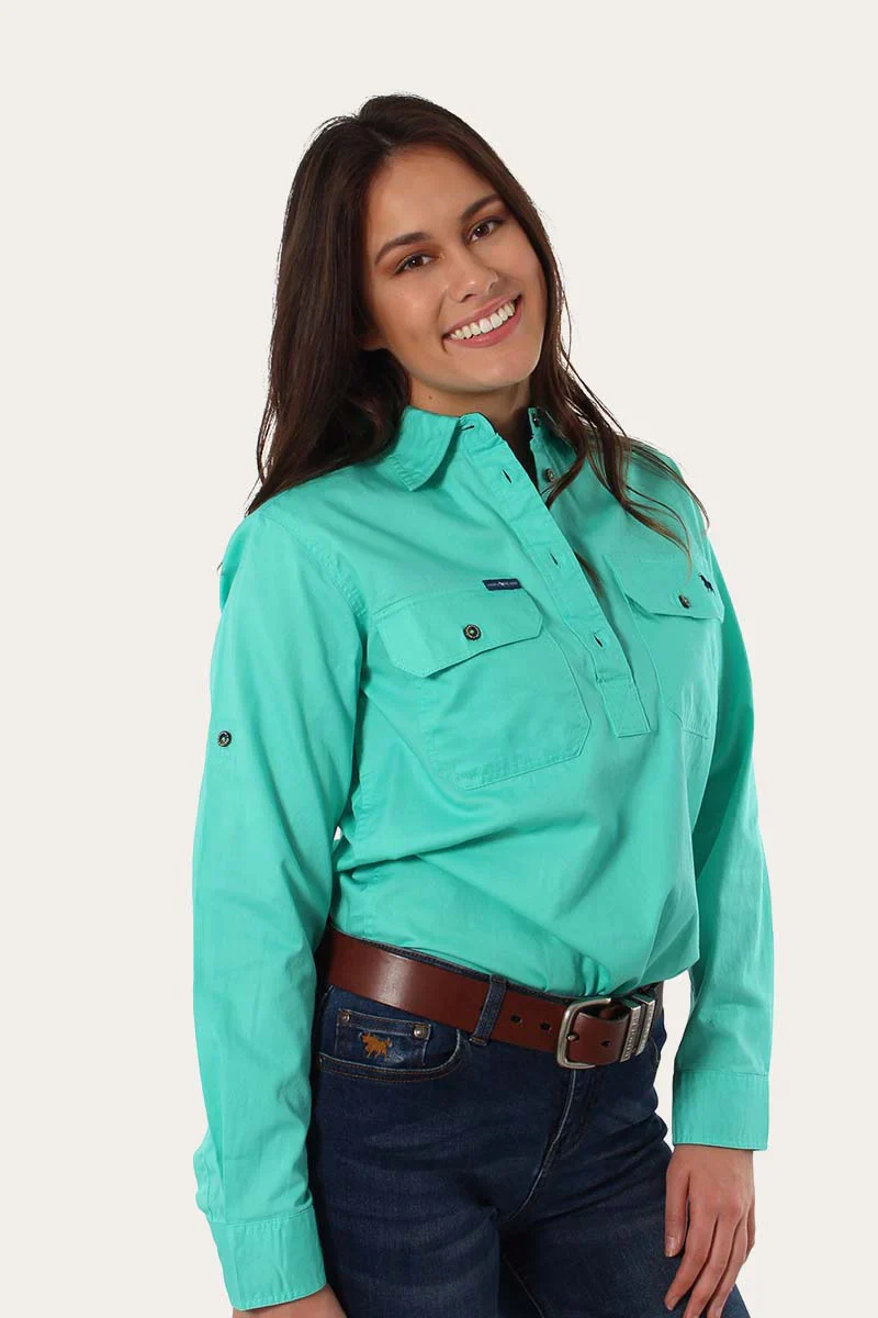 Ringers Western - Women's Pentecost River Half Button Work Shirt - Mint - Image 3