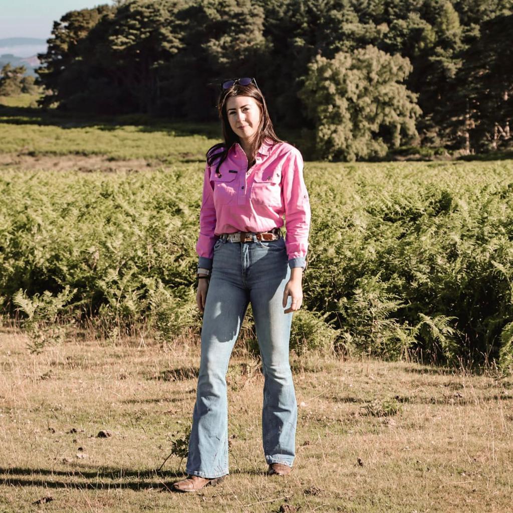 Ringers Western - Women's Pentecost River Half Button Work Shirt - Pastel Pink - Image 6