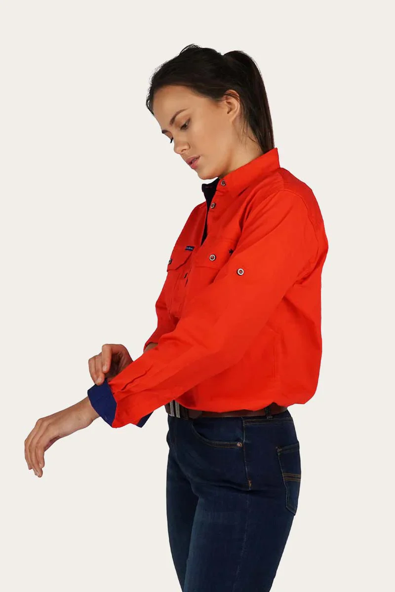 Ringers Western - Women's Pentecost River Half Button Work Shirt - Red - Image 3