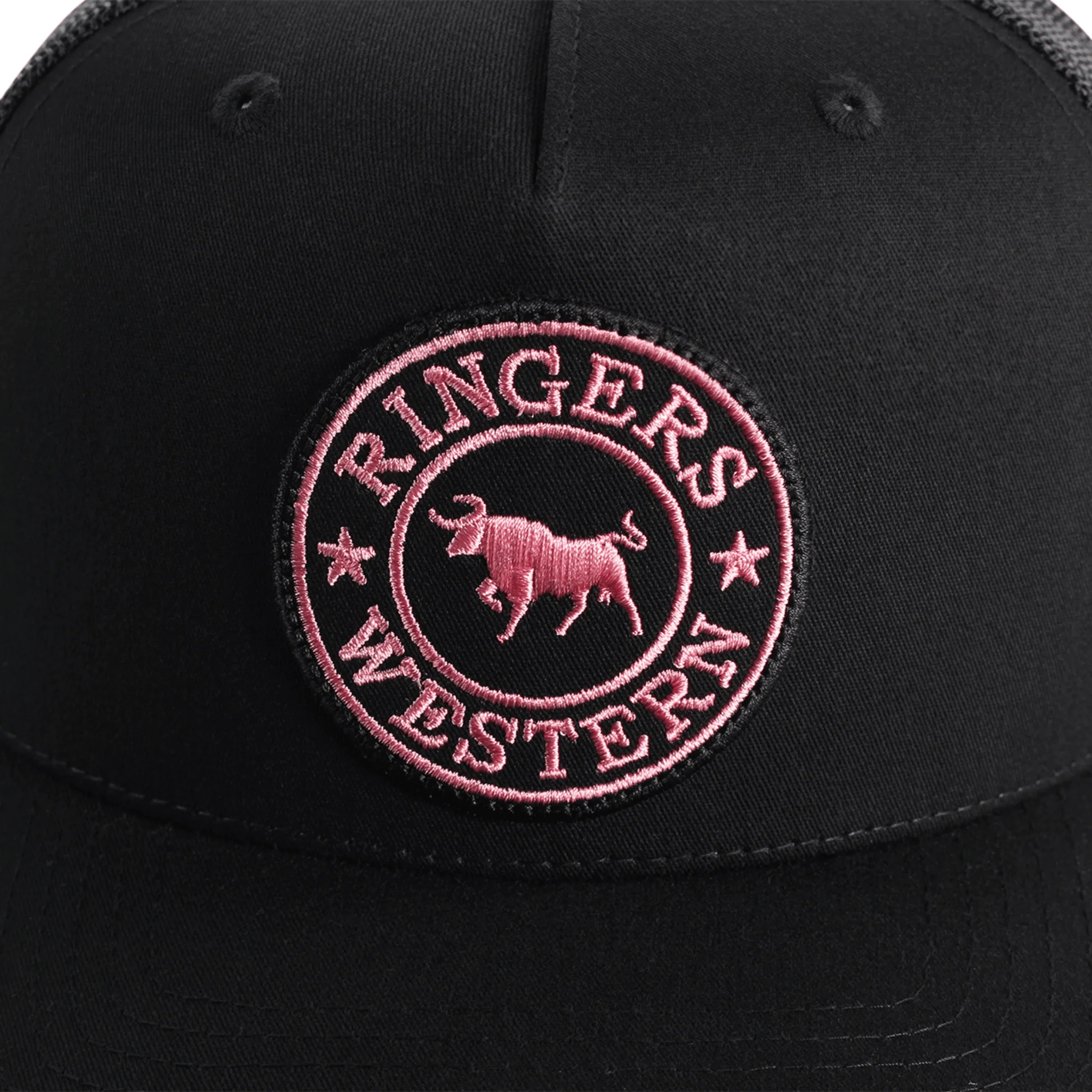 Ringers Western - Unisex Signature Bull Trucker Cap - Black / Pink - Image 3