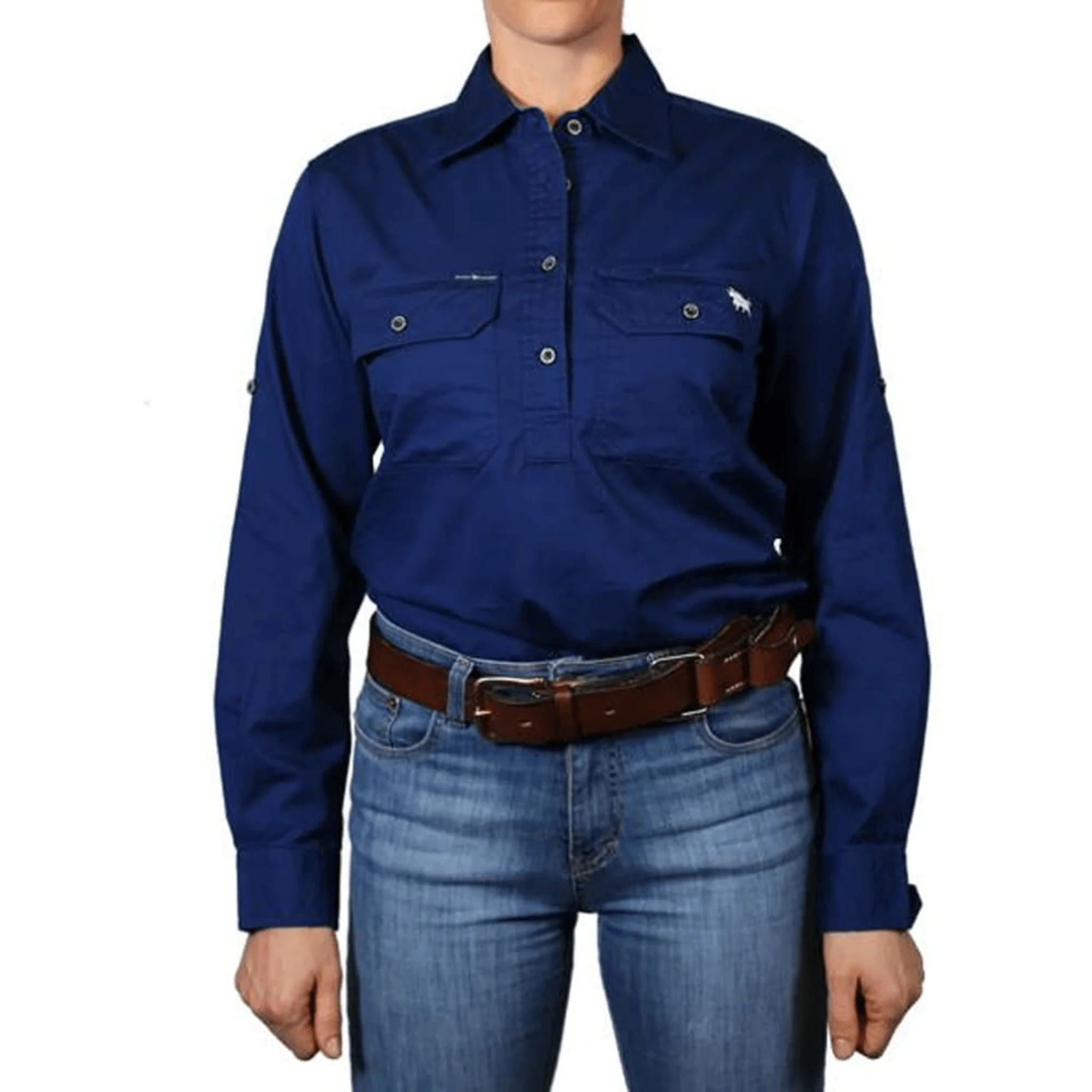 Ringers Western - Women's Pentecost River Half Button Work Shirt - Navy - Image 4