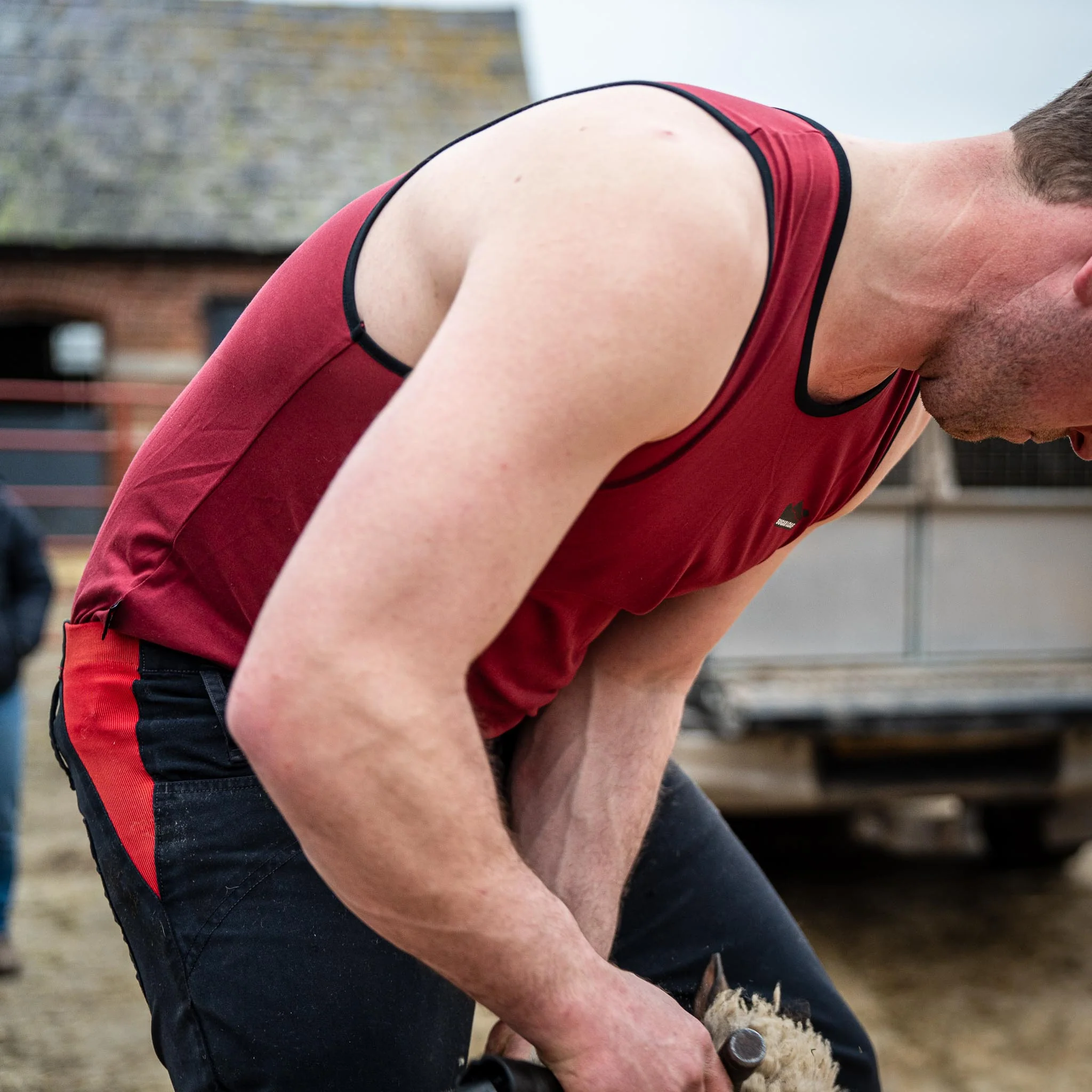 Sugar Loaf Shearing Singlet - Burgundy/Black - Image 4