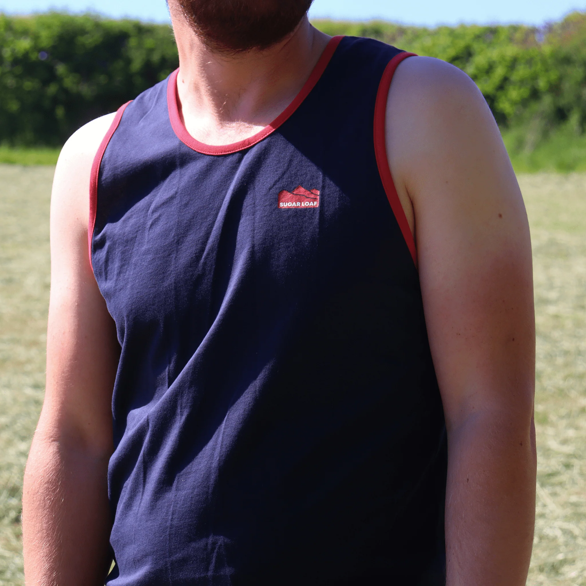 Sugar Loaf Shearing Singlet - Navy/Red - Image 2